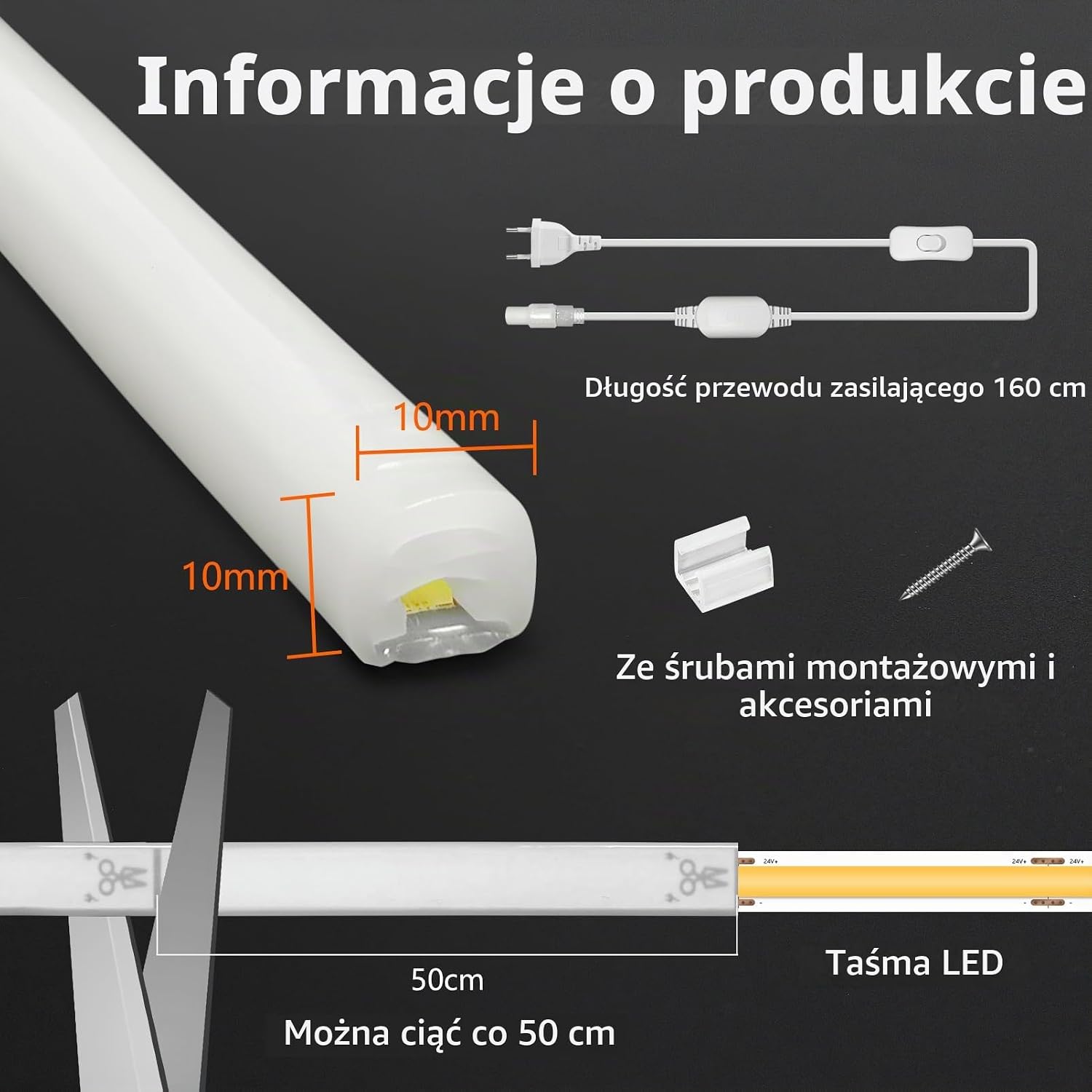 Detalle 2 de SUCIKORIO D939-10m-Nuan neonowa taśma LED COB 10 m, IP65, 3000 K