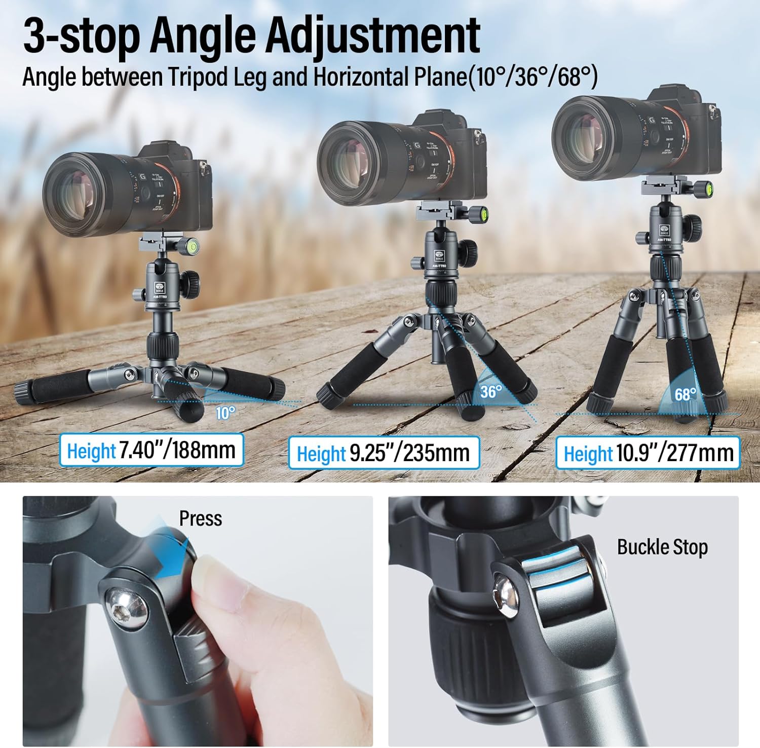 Thumbnail 2 de SIRUI AM-TT50: Treppiede da Tavolo Compatto con Testa Sfera 360° e Supporto per Smartphone