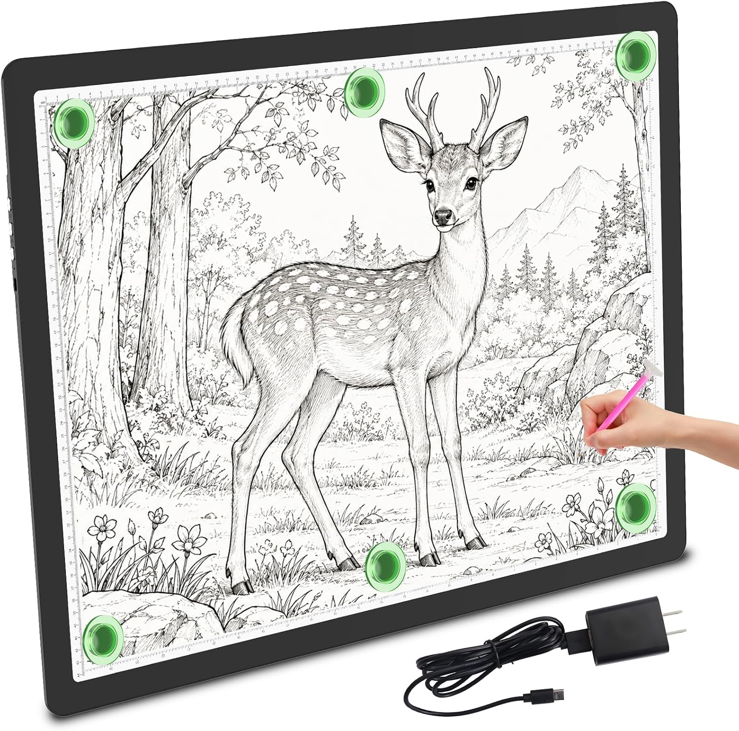 Detalle de TOHETO Magnetische A2-lichttafel voor diamantschilderen met 3 lichtkleuren
