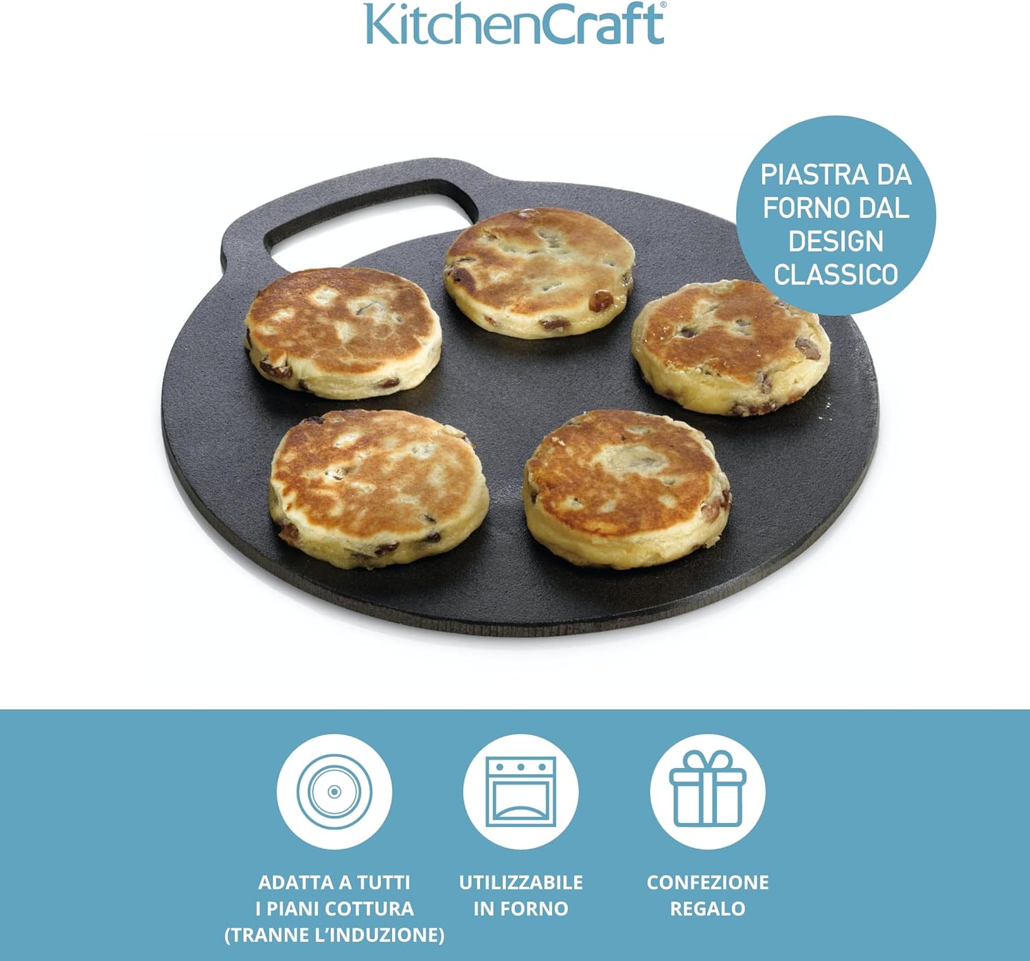 Thumbnail 1 de KitchenCraft Pierre de cuisson ronde en fonte 27 cm – Stone de cuisson polyvalent