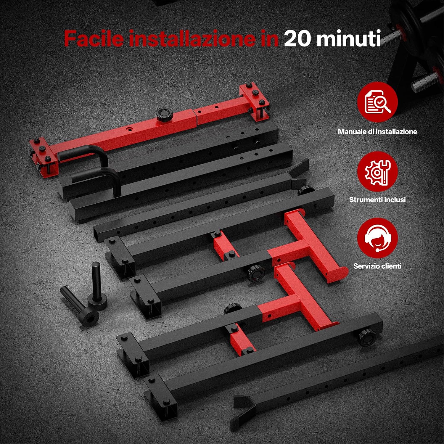 Detalle de PASYOU Squat Rack Palestra Multifunzione: rack regolabile per squat, panca e allenamento completo