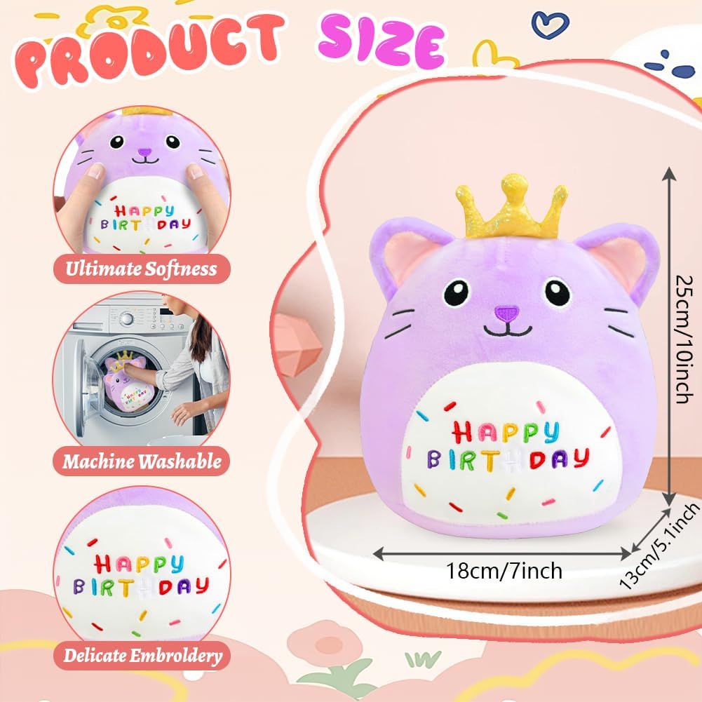 Thumbnail 1 de AMFUN 10" Purple Birthday Cat Plush Pillow — A Cute, Gentle Companion for Kids and Families