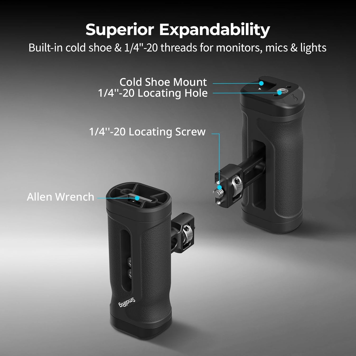 Thumbnail 3 de SmallRig Mini Poignée Latérale 1/4-20 pour Cage de Caméra — Réglable et Portée Accessoires Intégrée