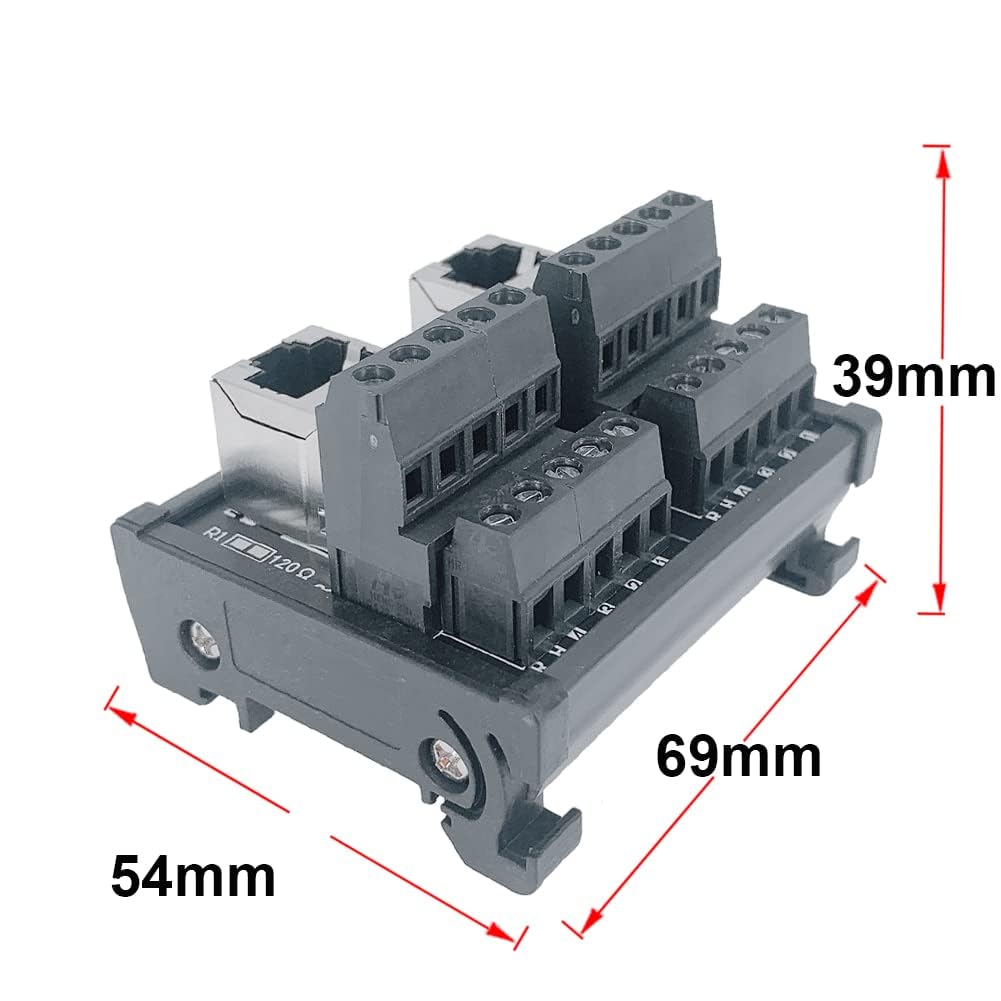 Detalle de PENGLIN RJ45 8P8C DIN Rail Mount Ethernet Connector Breakout Board (2 Ways)