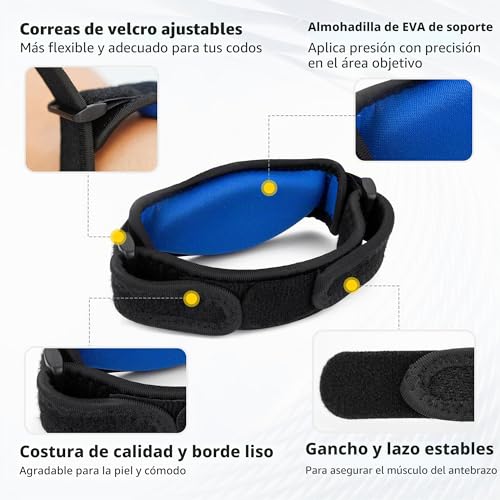 Detalle de CAMBIVO 2x Codera Epicondilitis: Compresión ajustable y antideslizante para codo Tenista y golfista