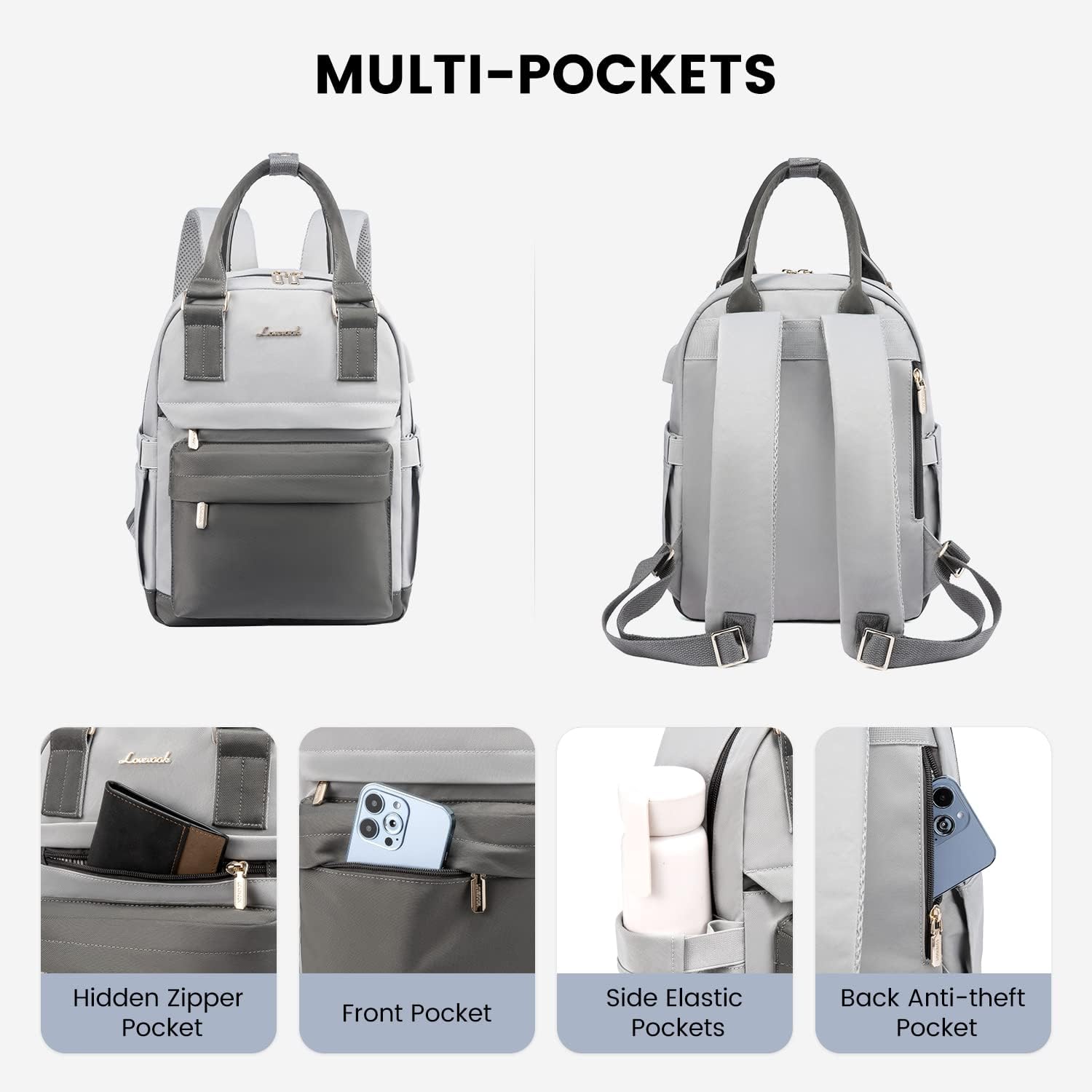 Detalle de LOVEVOOK Rucksack Damen klein 23 x 31 x 12,7 cm