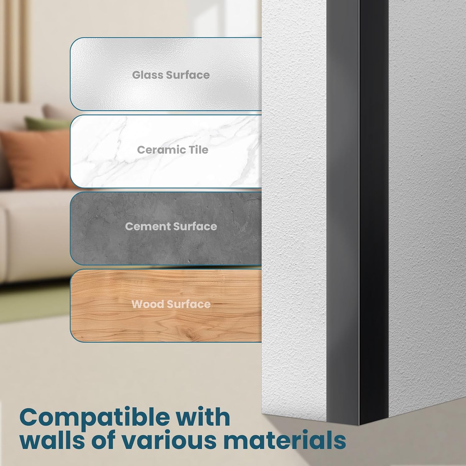 Detalle de Orechic 4Pcs 48" Black Metal Corner Protectors (L-Molding) – 48" x 2