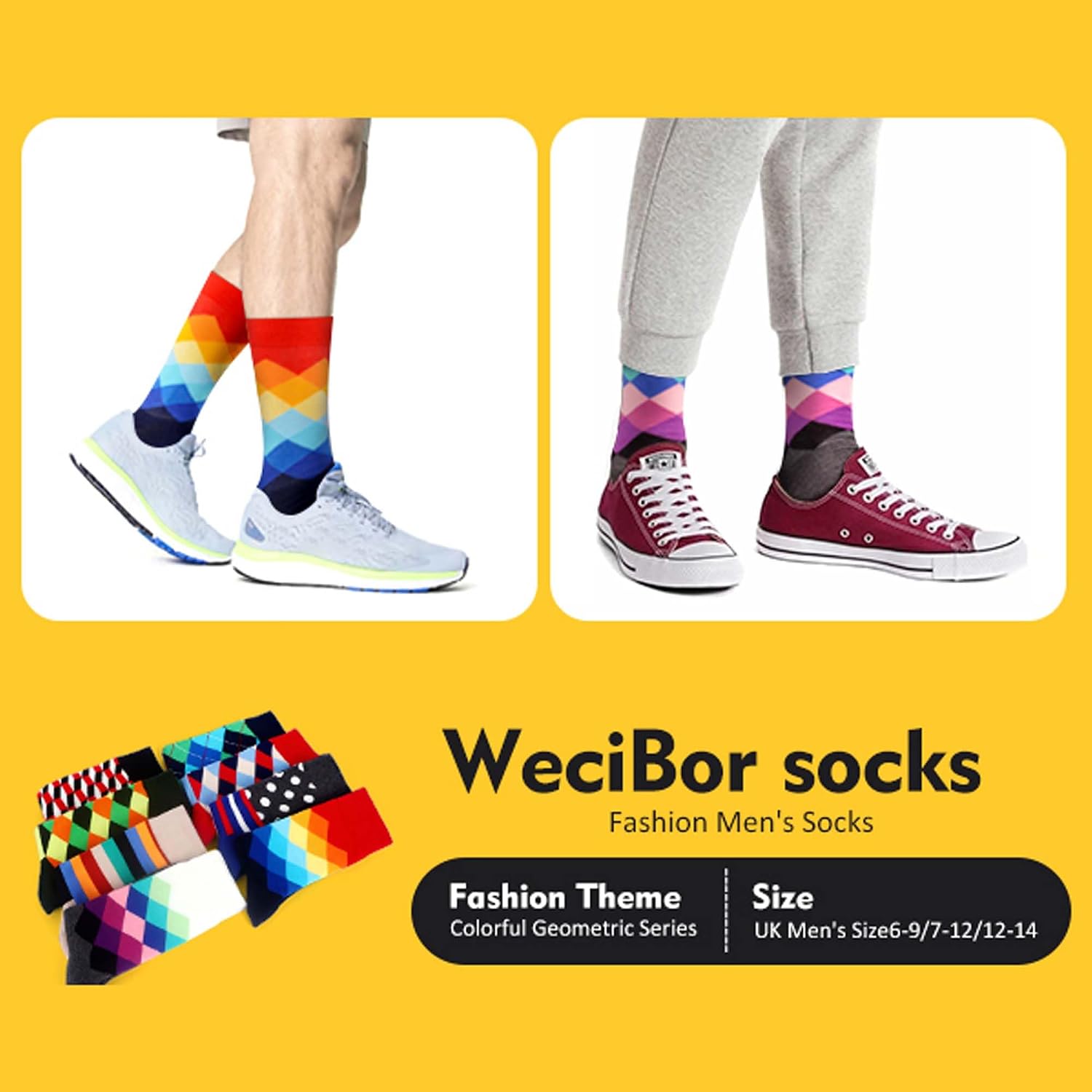 Detalle 1 de Novelty combed cotton crew socks 12 pack