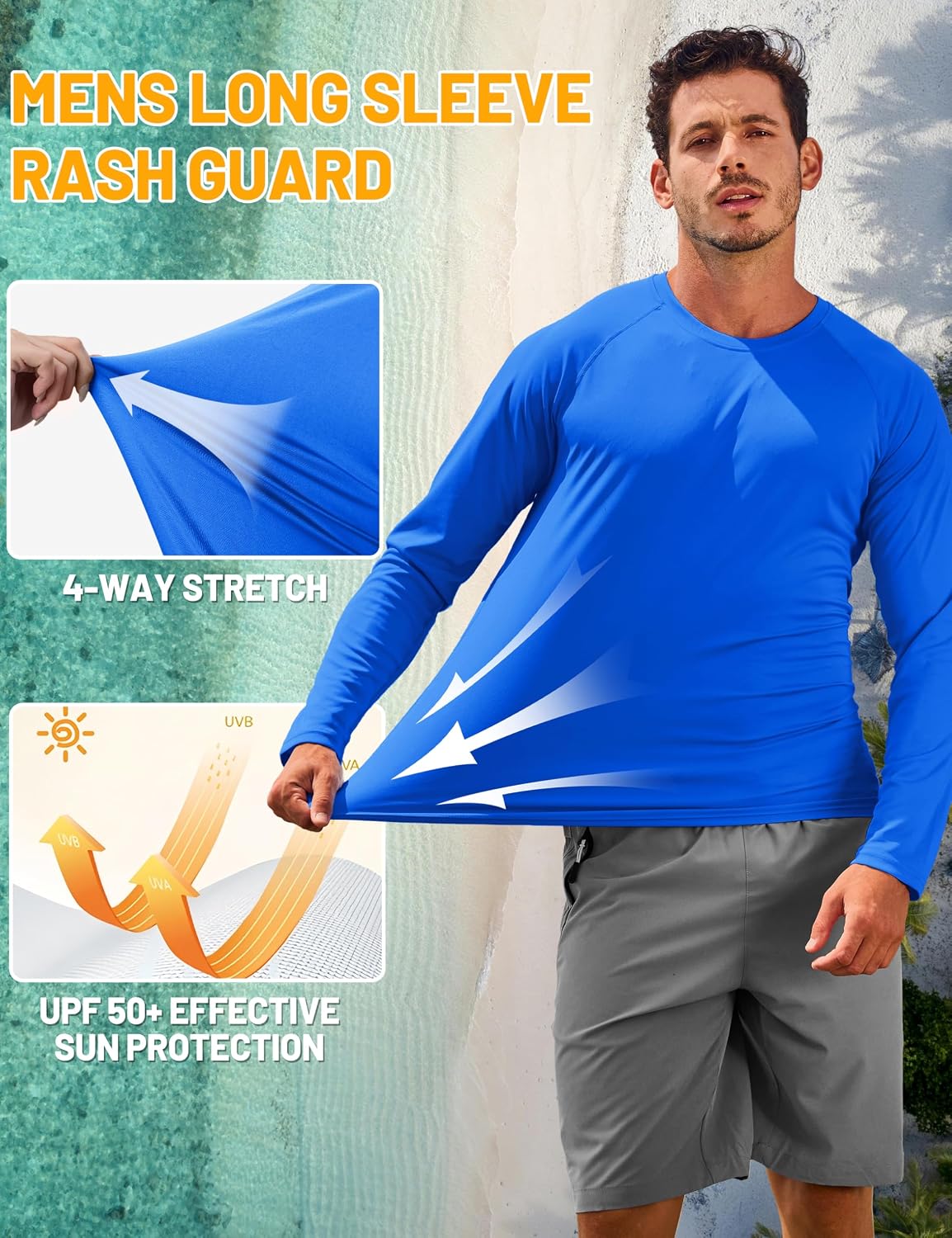 Detalle de TACVASEN Men’s UPF 50+ long sleeve UV protection T-shirt (casual outdoor hiking)