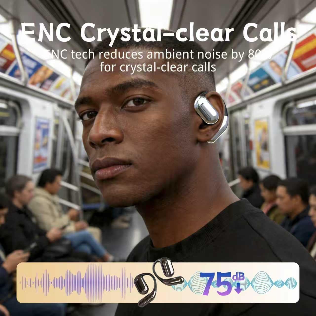 Detalle de Open Ear Headphones Q16: Bone conduction Earbuds with Ergonomic Earhook for sports