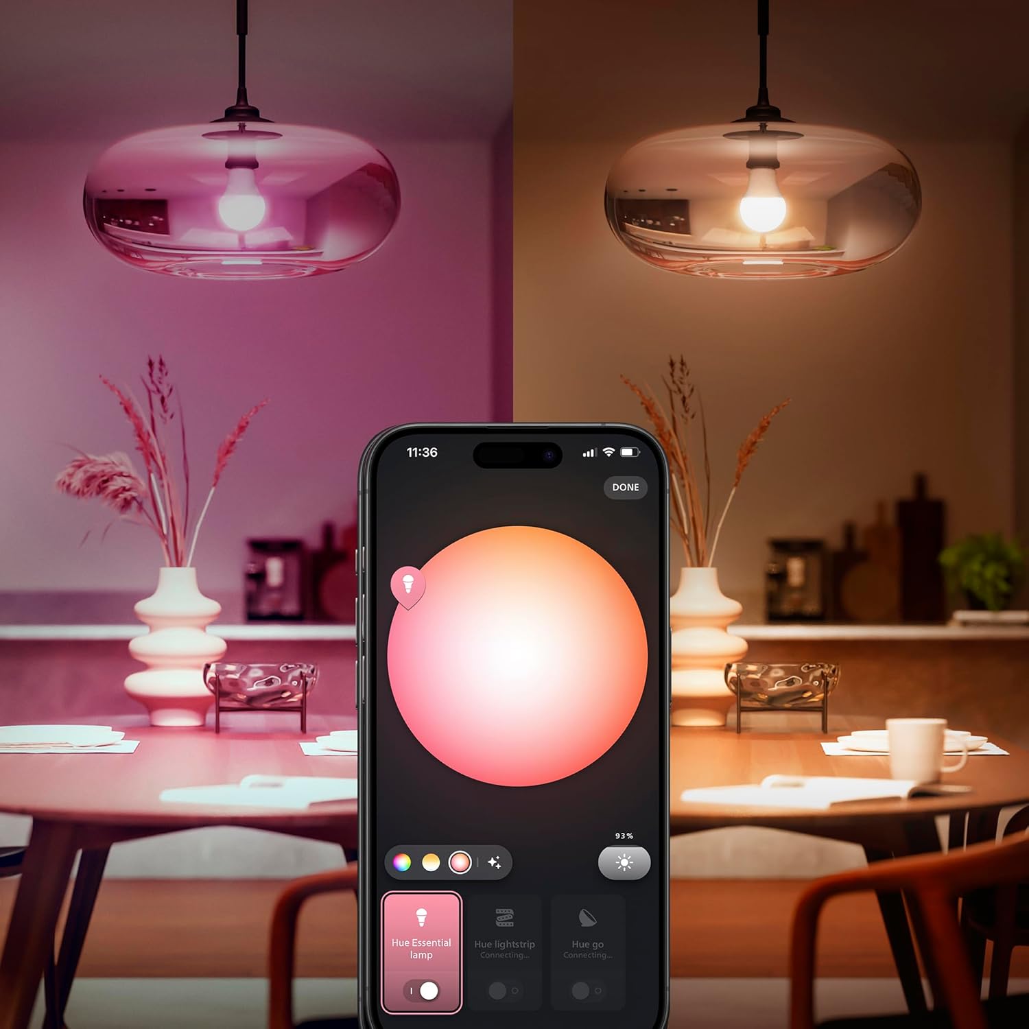 Thumbnail 1 de Philips Hue Essential LED A60 Smart Bulbs (White & Colour Ambiance) – B22, 8W, 2-Pack