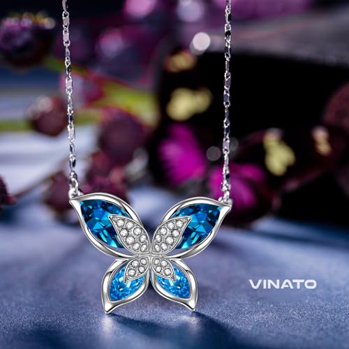 Thumbnail 3 de VINATO Collana donna farfalla cristallo blu