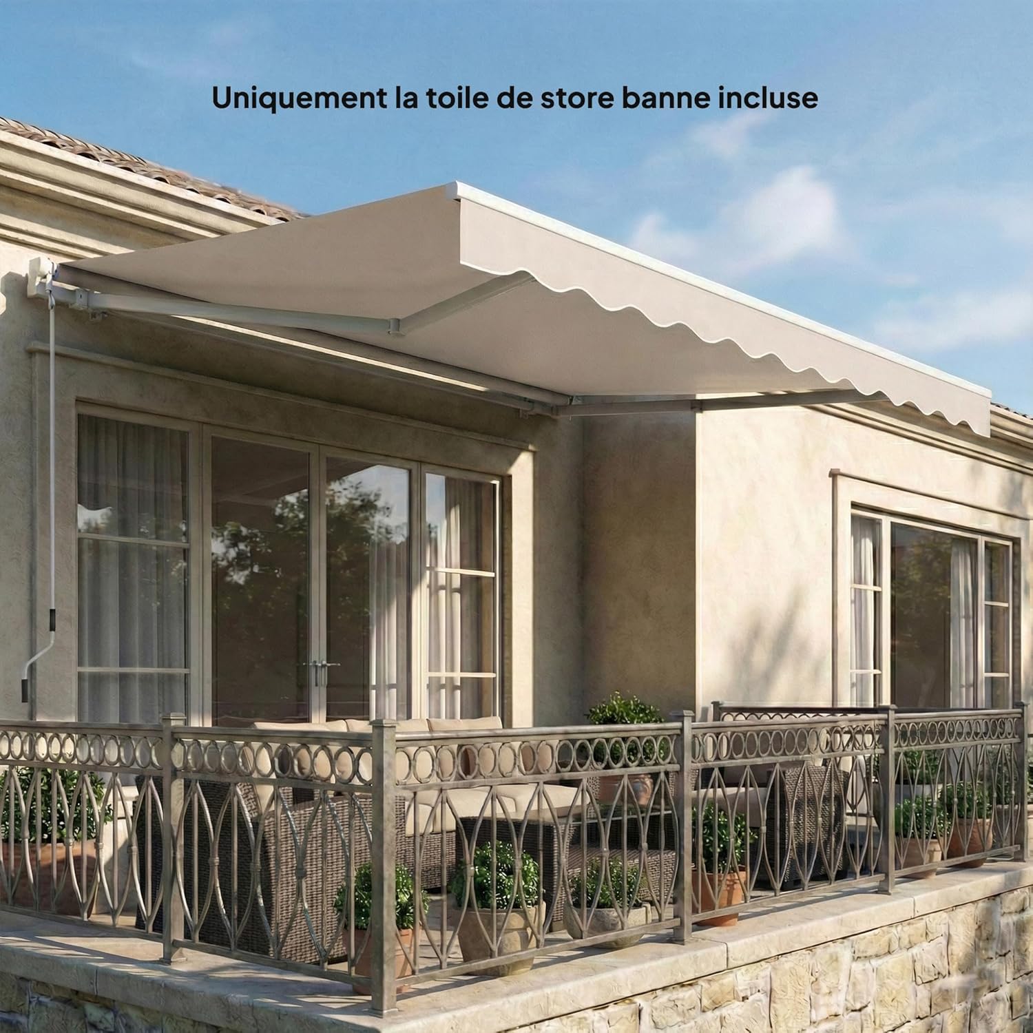 Thumbnail 5 de Outsunny Toile de rechange pour store banne avec lambrequin – déperlante, anti-UV, crème, compatible 3,5 x 2,5 m