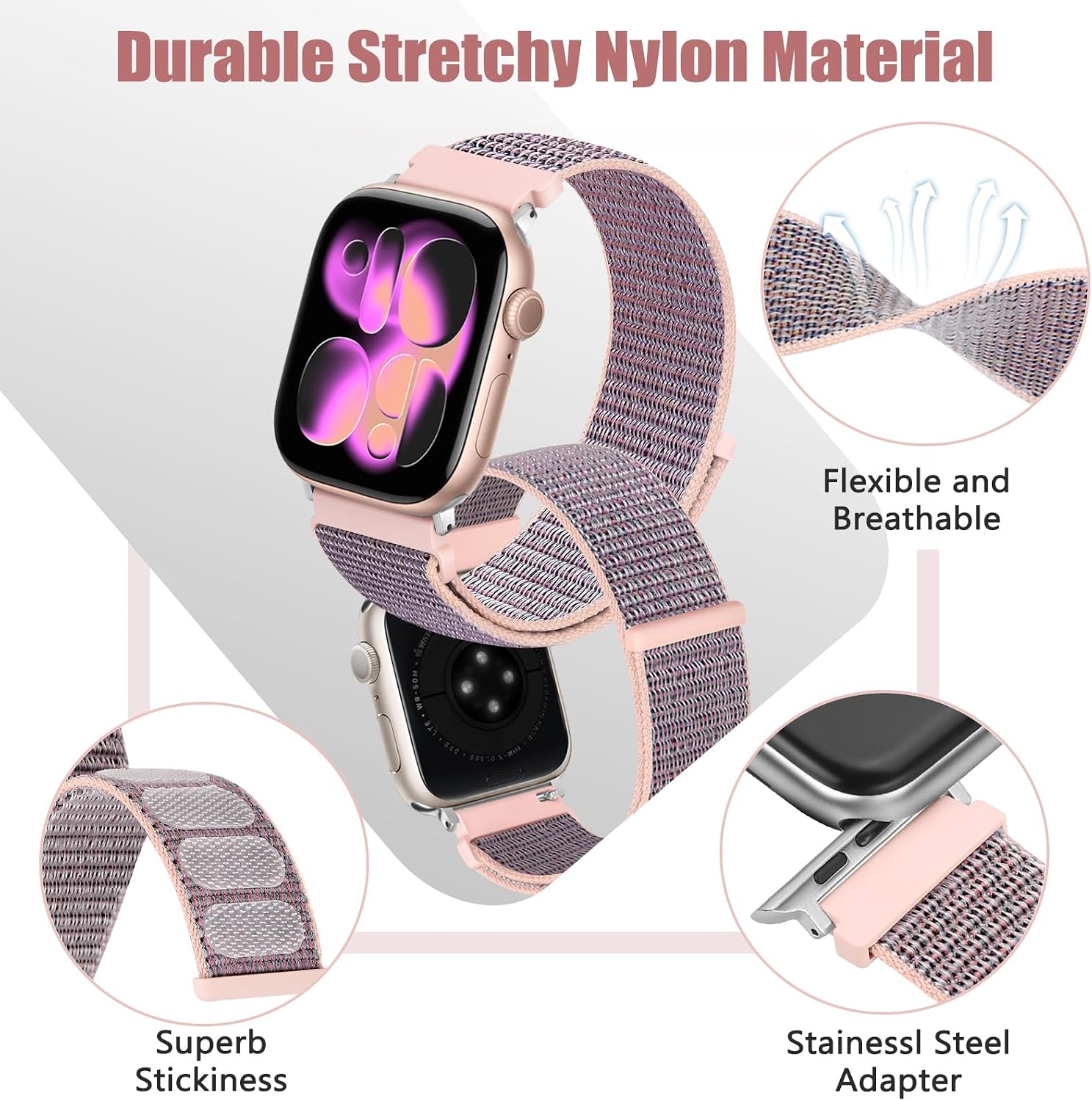 Thumbnail 2 de Runostrich Nylon Sport Strap (Solo Loop) for Apple Watch 49mm–38mm, Adjustable, 2-Pack
