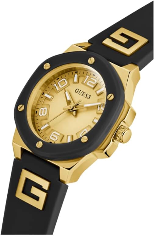 Detalle de Guess GW0555L2 Ladies' Watch with Black Silicone Strap and Bio-Based Nylon Top Ring