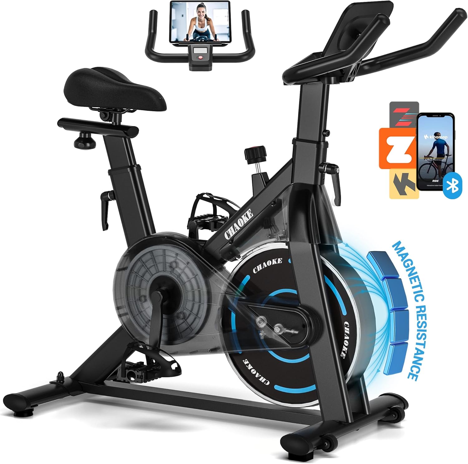 Detalle de CHAOKE Quiet Adjustable Magnetic Resistance Exercise Bike for Home Cardio