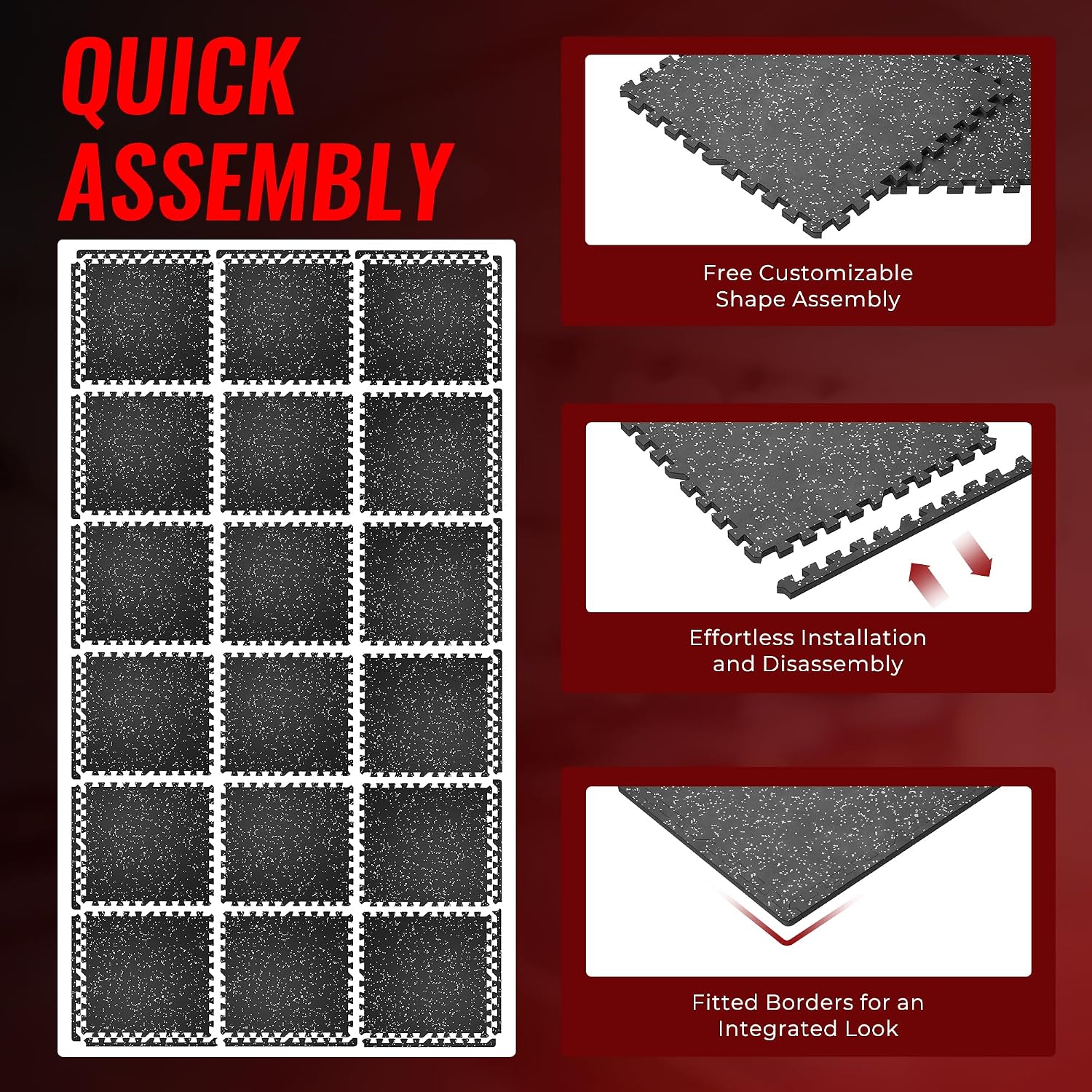 Thumbnail 6 de SUPERJARE 18-Piece 72 Sq Ft Gym Floor Tiles ๐