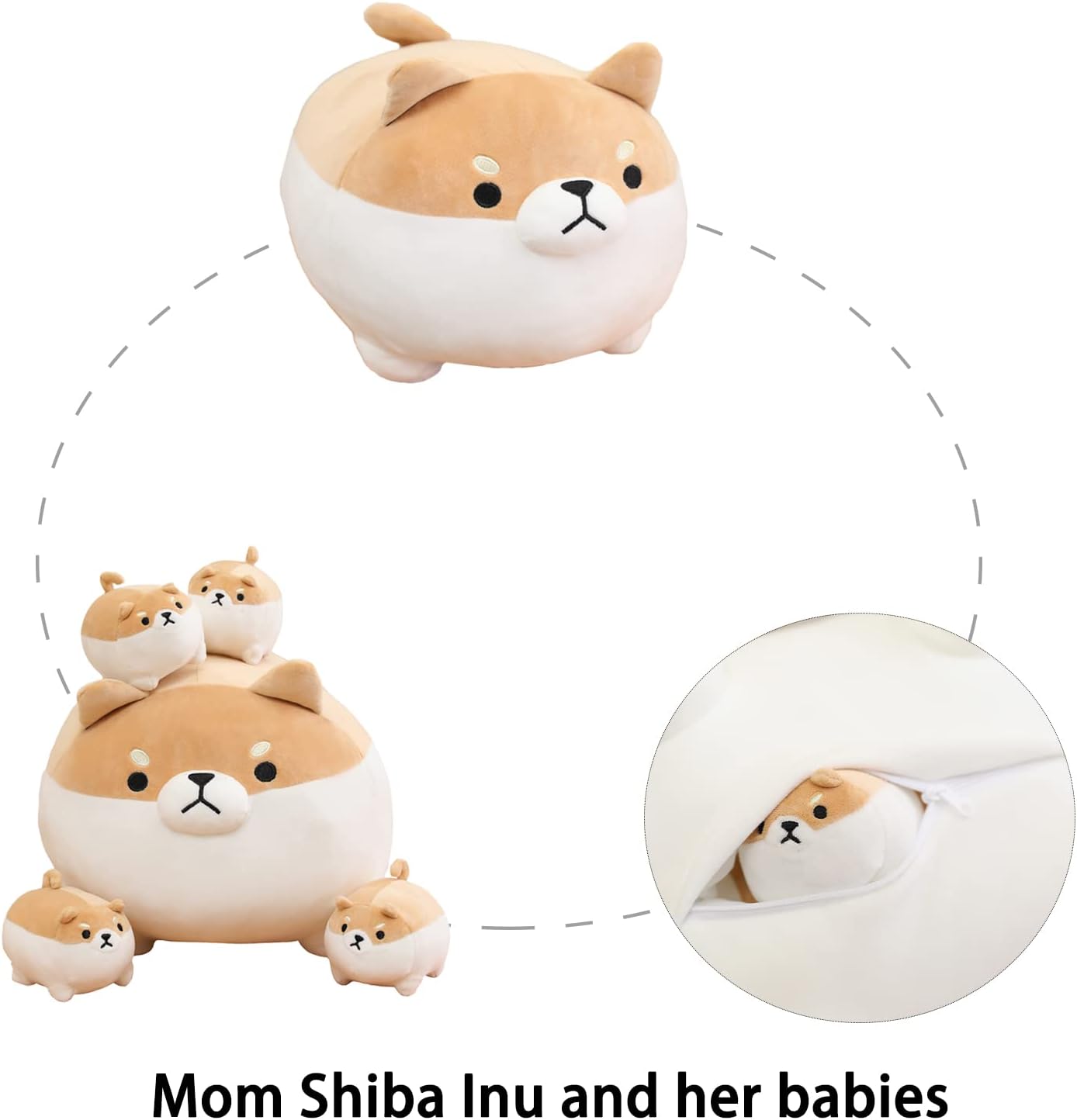 Detalle de Stuffed Shiba Inu plush with 4 baby