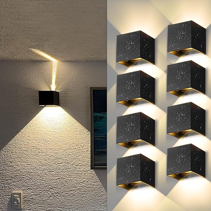 YICALE 8 Piezas Aplique Exterior/Interior 💡 Luz Cálida 12W IP65