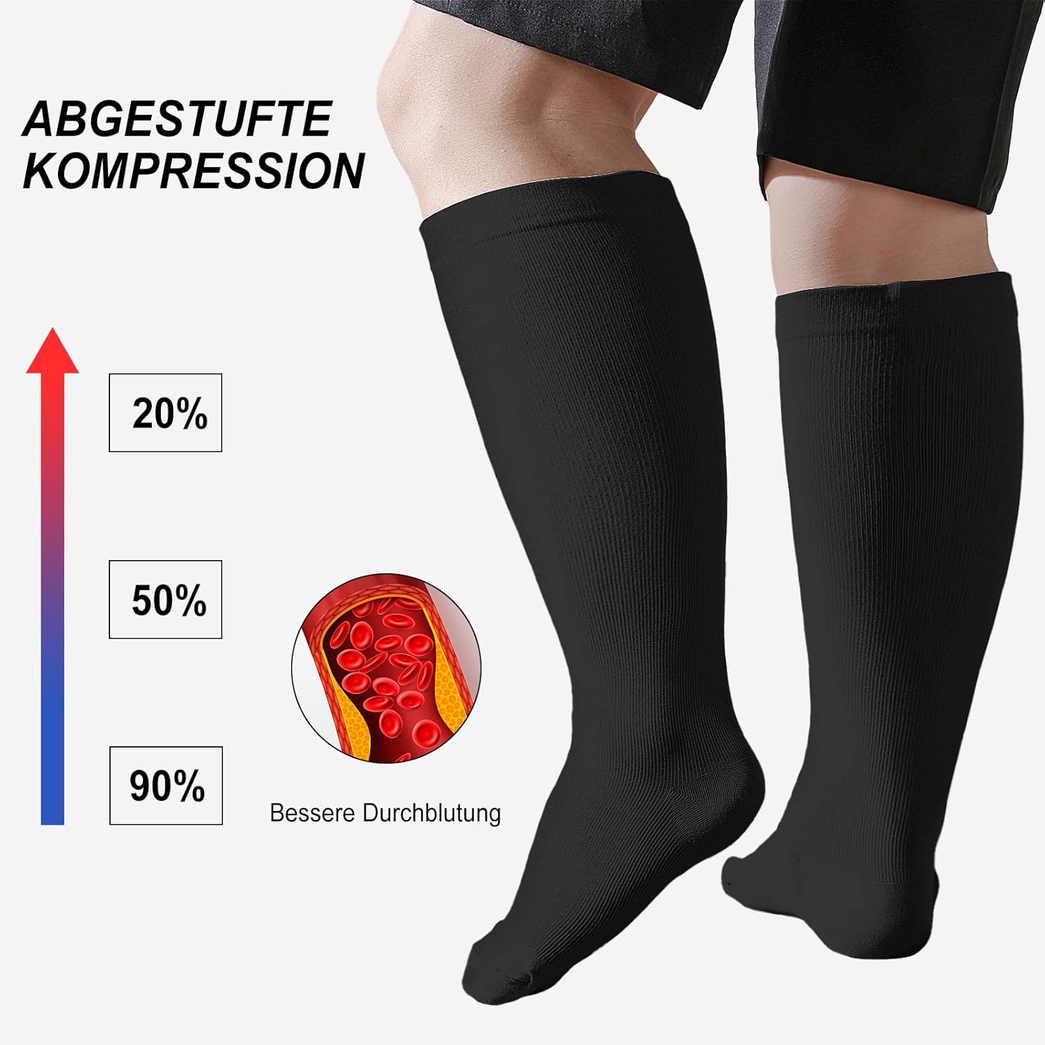 Thumbnail 2 de PUTUO Kompressionsstrümpfe Dicke Waden 3 Paare