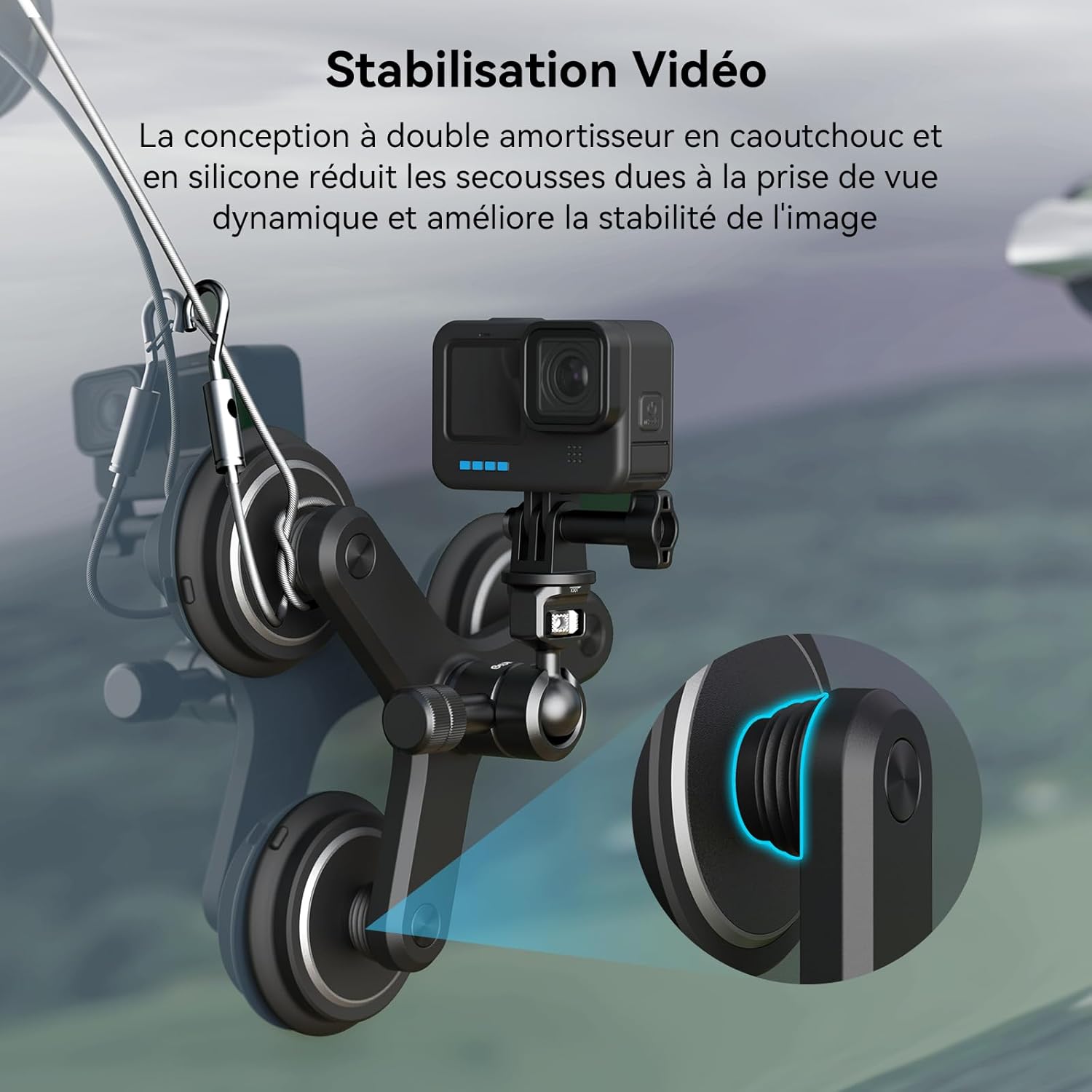 Thumbnail 3 de SMALLRIG 2-en-1 ventouse et aimant Triple Suction Cup Mount 4468 pour caméras d’action