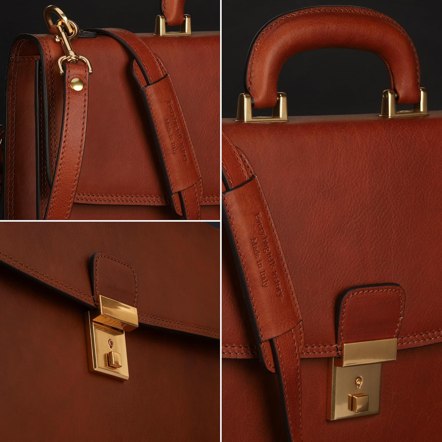 Thumbnail 4 de Time Resistance Full-Grain Leather Briefcase – Handmade Attache Case for Laptop
