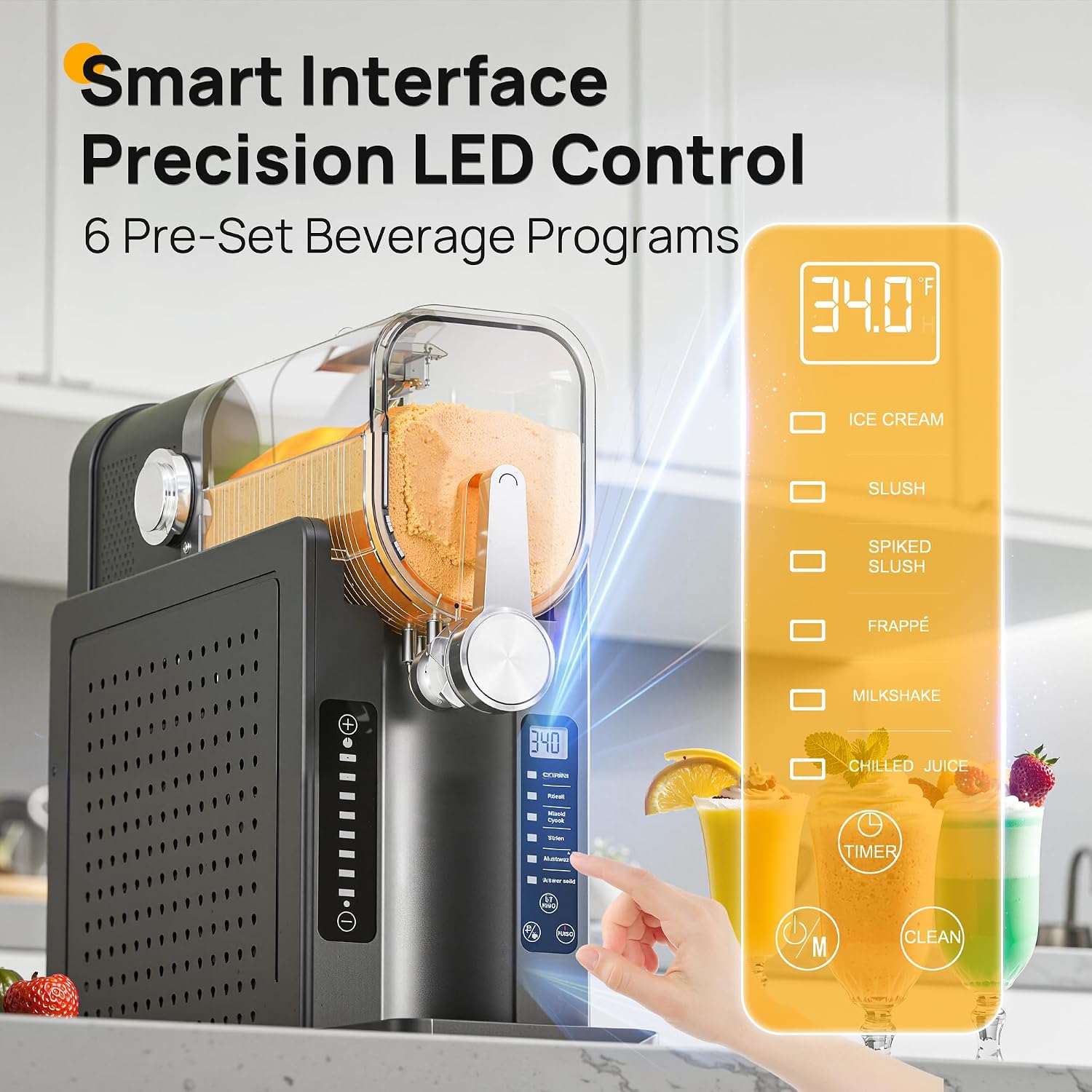 Detalle de Initio Slush Machine AD03: 6 preset programmes, 68 oz capacity, LED control