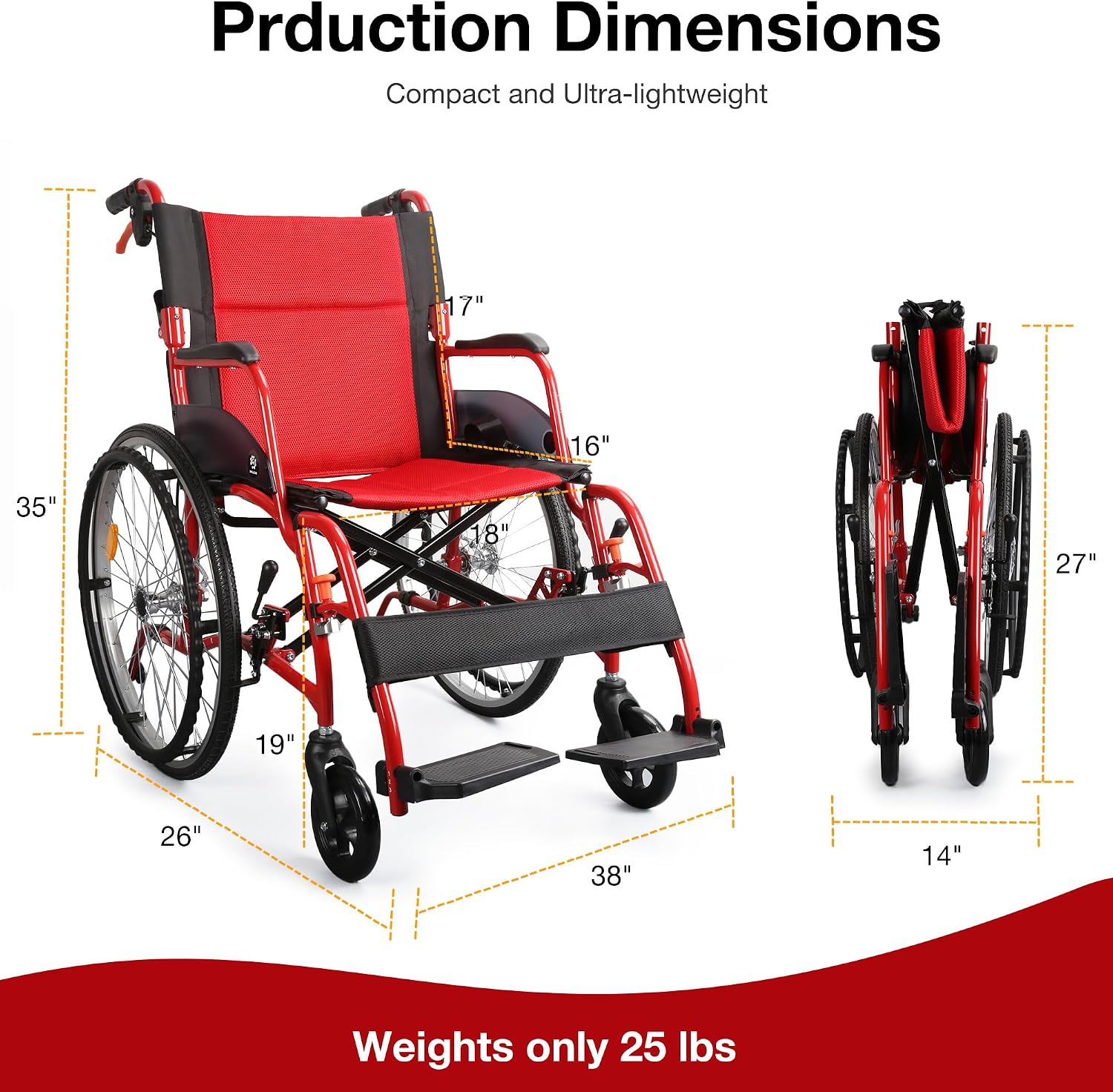 Thumbnail 6 de WHLICKS A06 Lightweight Folding Wheelchair, 22-Inch Rear Wheels and Swing-Away Footrests