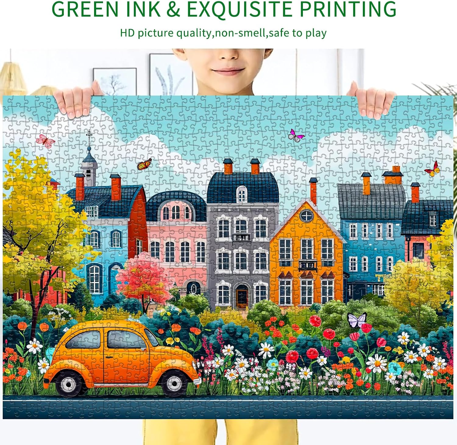 Detalle 1 de Jigsaw Puzzles for Adults 1000 – Small Town Scenery 70cm x 50cm Puzzle (1000 Pieces)