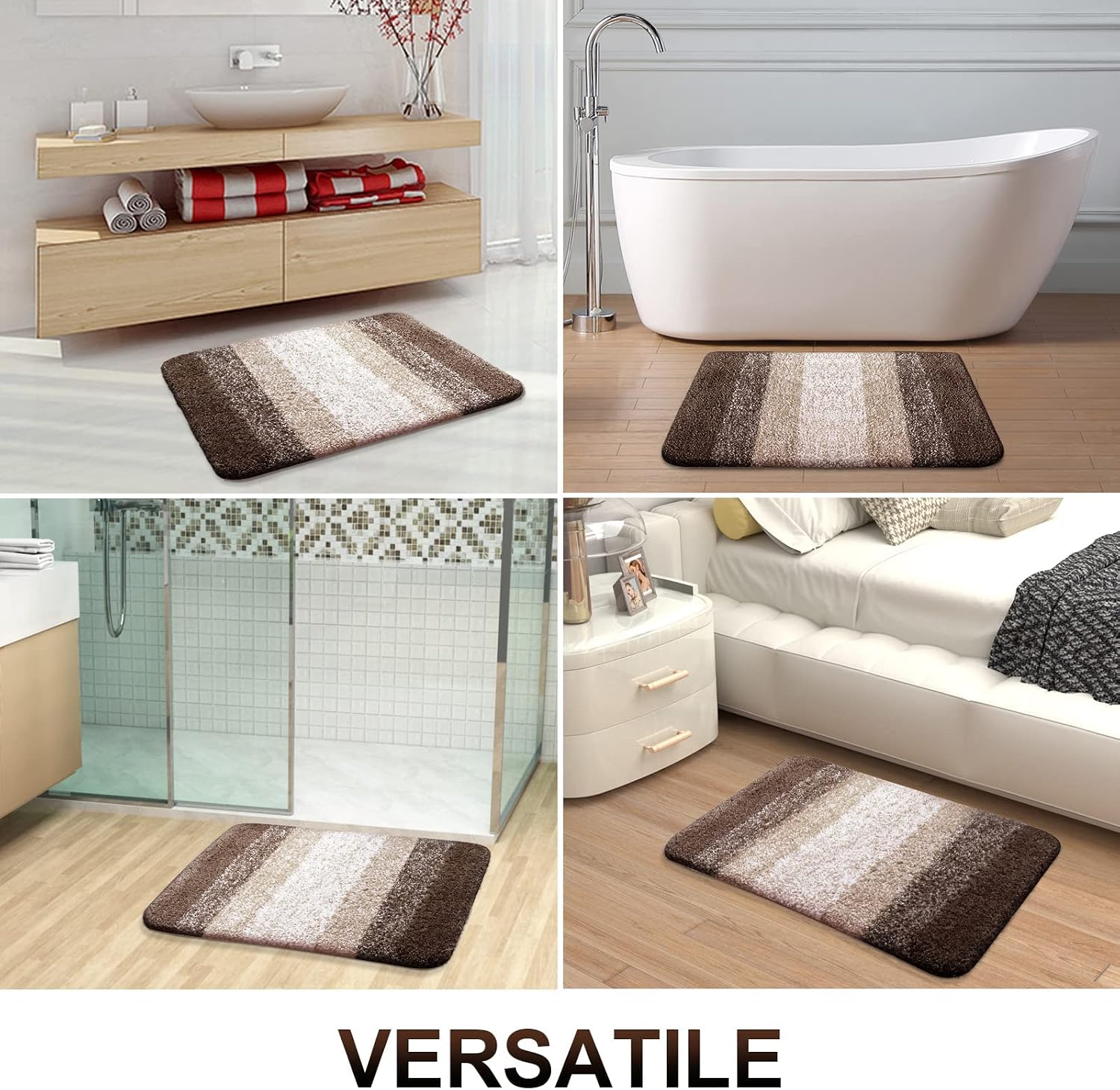 Thumbnail 6 de Homaxy Weich Badezimmerteppich 60x90 cm, rutschfest & waschbar (Braun)