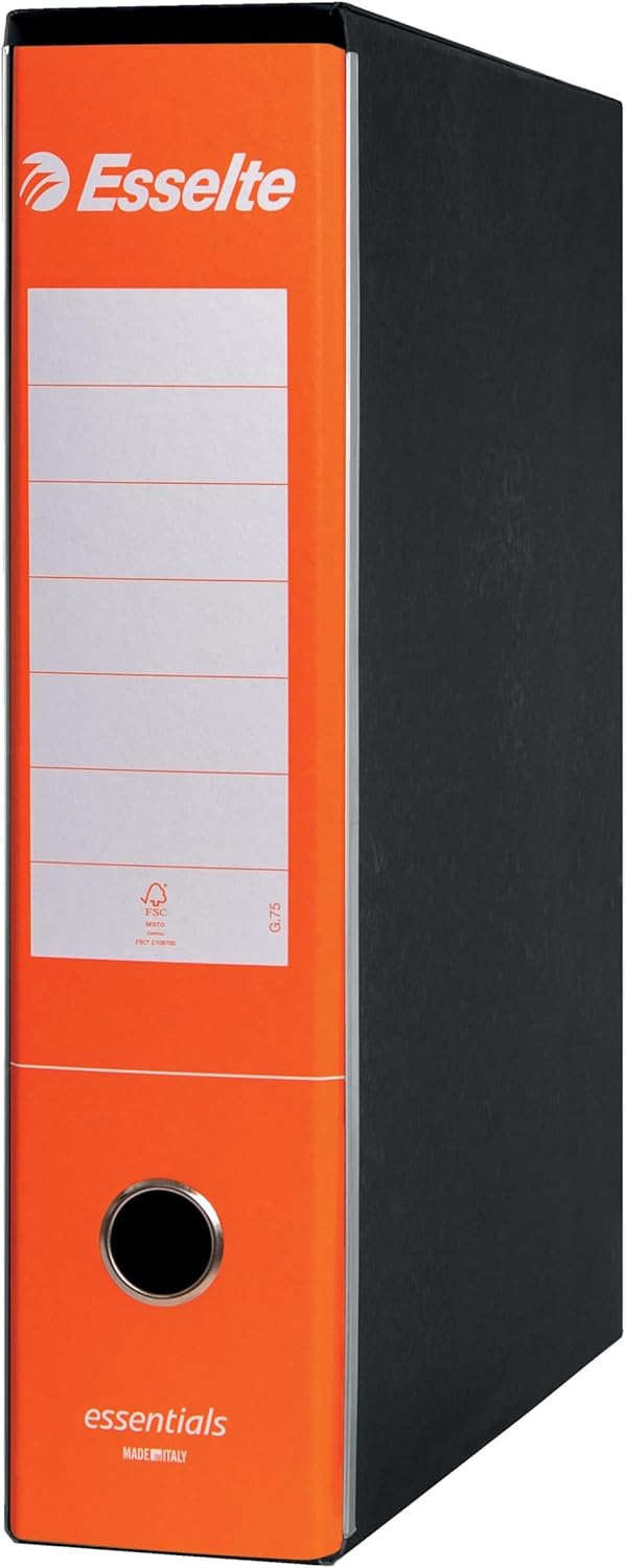 Thumbnail 1 de Esselte ESSENTIALS G75 Registratore con Custodia – formato Protocollo, lomo 8 cm, arancione (6 pezzi)