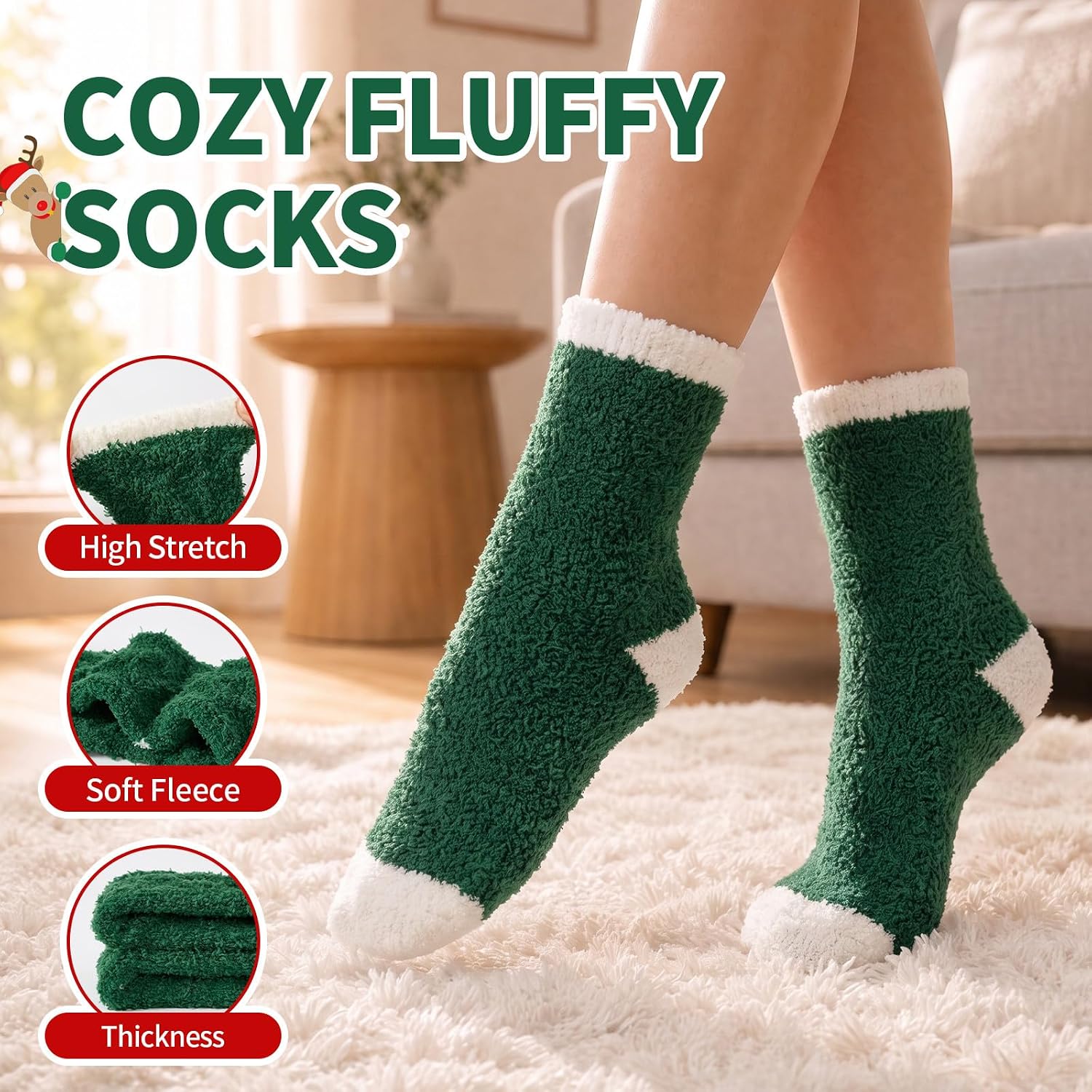 Thumbnail 3 de Pandaplay Fuzzy Socks for Women, 5-Pair Plush Thermal Winter Socks