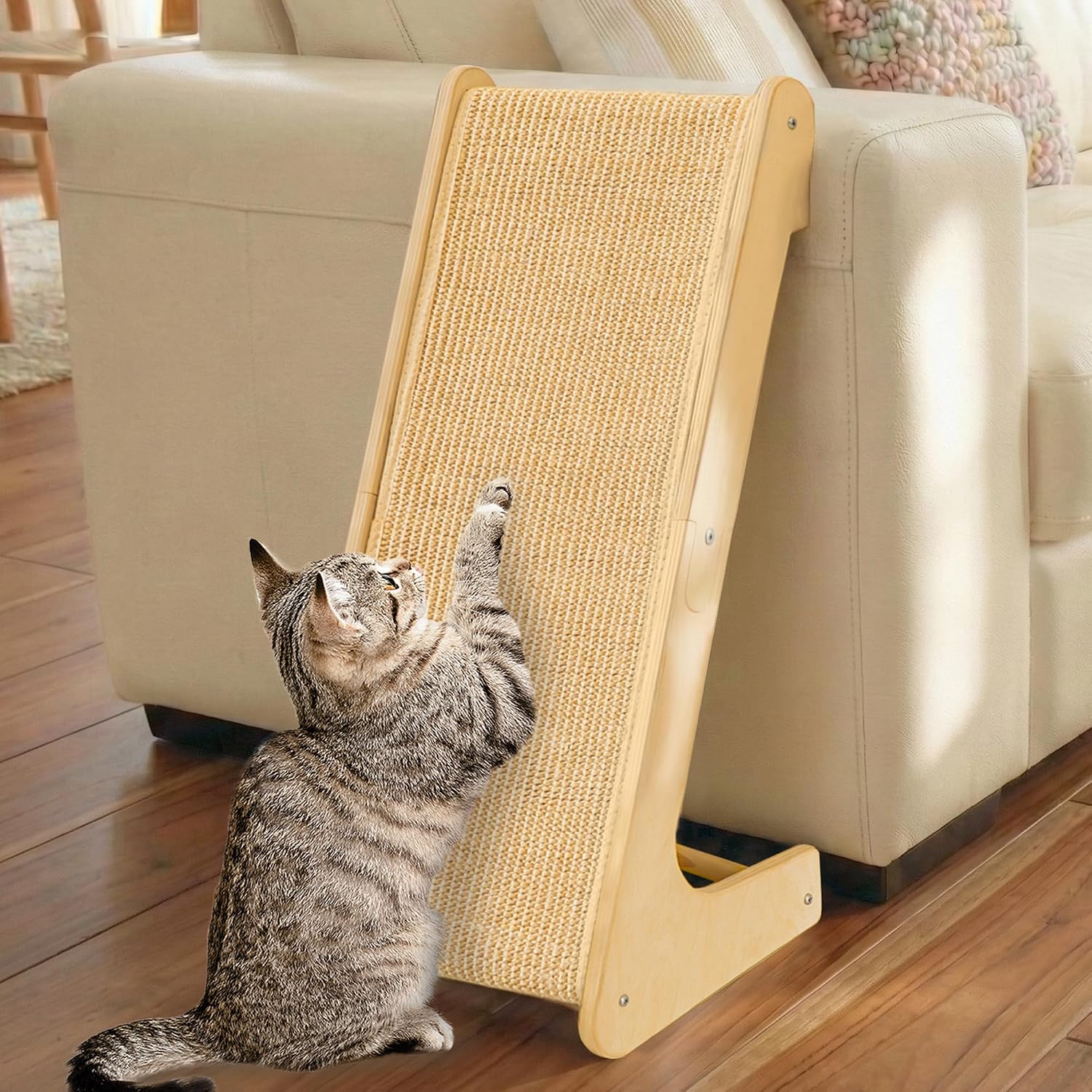 Detalle de PETKARAY L-Shaped Sisal Cat Scratcher 64 cm 🐱