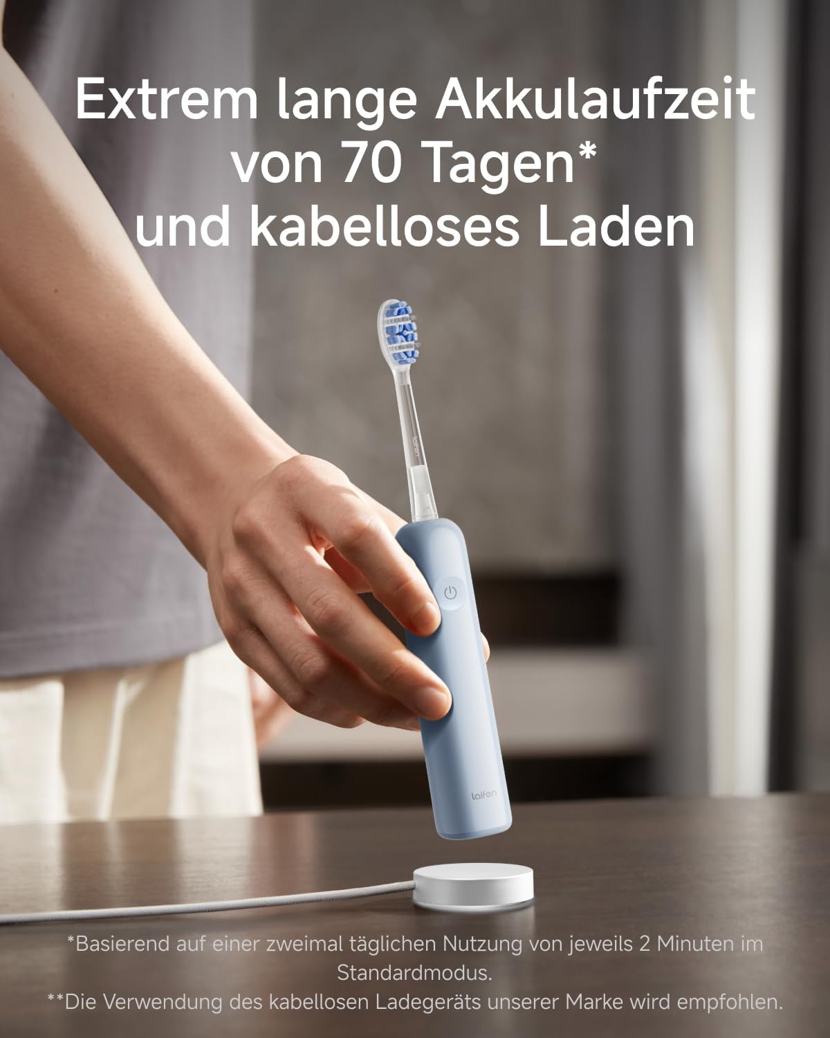 Detalle 2 de Laifen Wave Pro Elektrische Zahnbürste – 60° WaveMotion, 66.000 Vpm, 70 Tage Akku, App-Customizing & IPX8