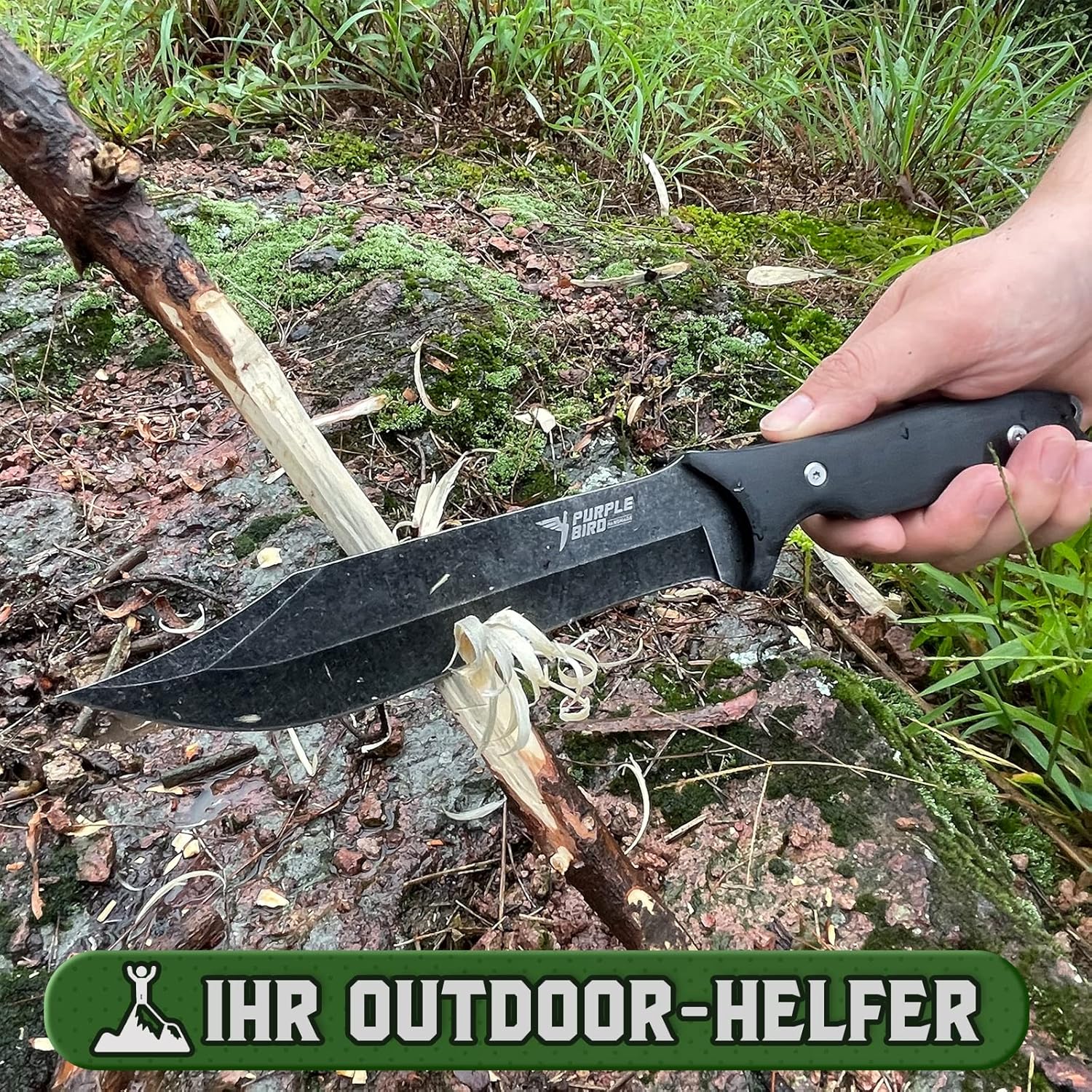 Thumbnail 6 de PURPLEBIRD Camping Axt Outdoor Messer Set – 2-teiliges Feststehendes Messer- und Axt-Set mit Nylonscheide und Geschenkbox