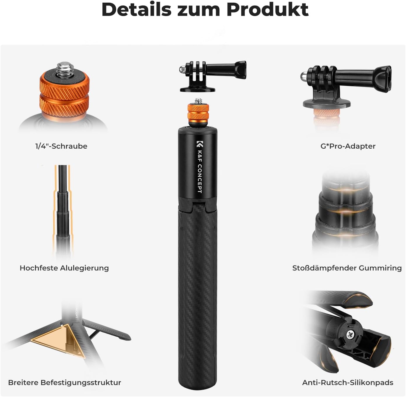 Thumbnail 5 de K&F CONCEPT MS21 Selfie Stick Stativ 120 cm