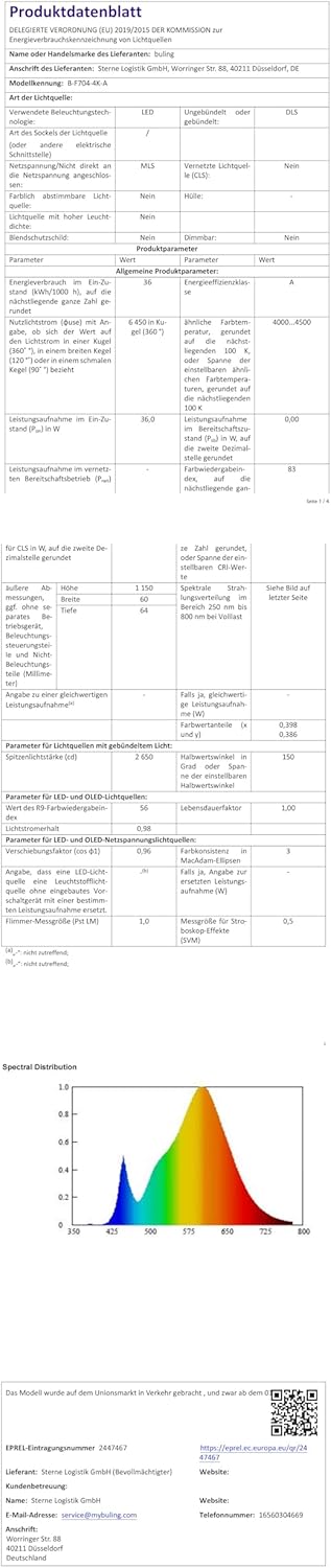 Thumbnail 6 de buling Feuchtraumleuchte LED 120 cm (36 W, 4.500 lm) IP65 – Neutralweiß 4000 K, verknüpfbar