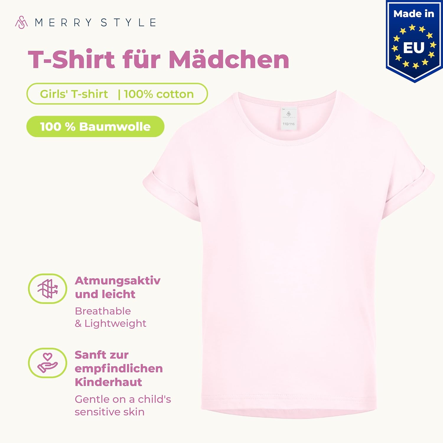 Detalle 2 de Merry Style MS-468 meisjes T-shirt van katoen met ronde hals en korte mouwen
