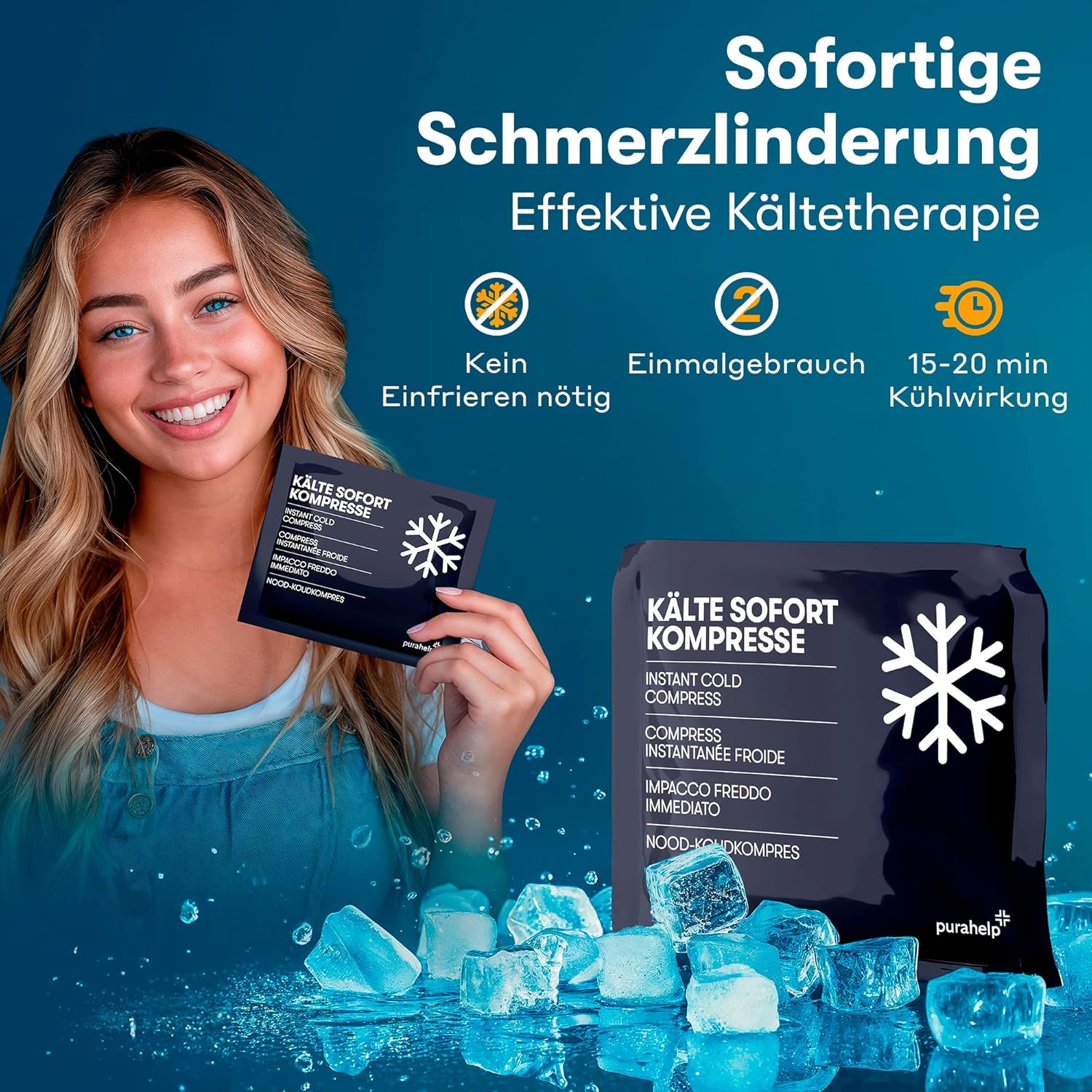 Thumbnail 2 de PURAHELP Einweg Sofort Kühlpads 12×15 cm (10 Stück) – Sofort kühle Linderung bei Verletzungen