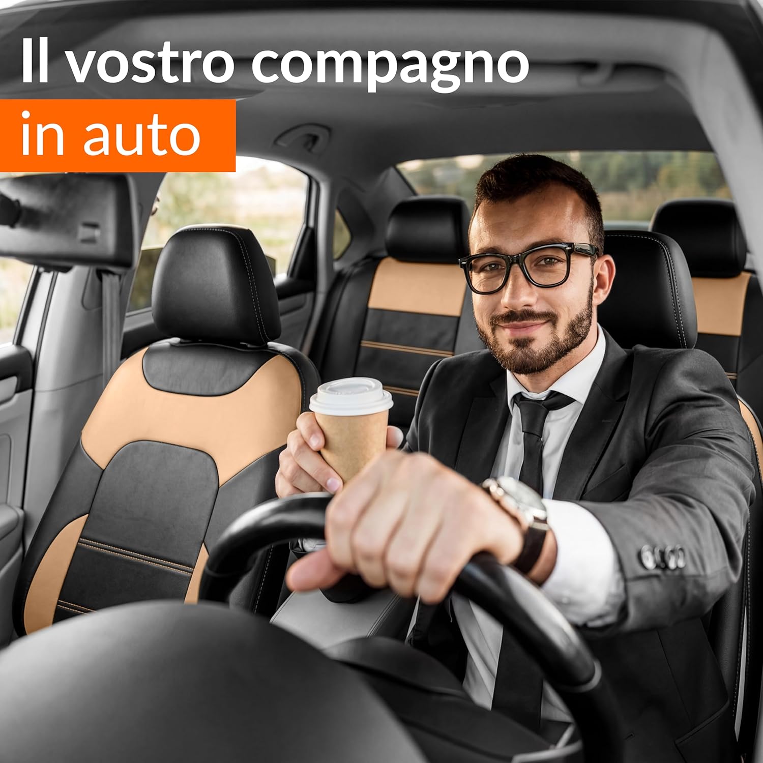 Thumbnail 6 de Upgrade4cars Coprisedili Auto Universale Ecopelle Beige – Set Completo Anteriore e Posteriore