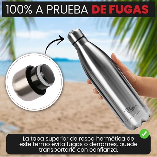 Detalle 2 de Botella de Agua de Acero Inoxidable 1 L Otto Koning: Doble Aislamiento, Sin BPA y a Prueba de Fugas