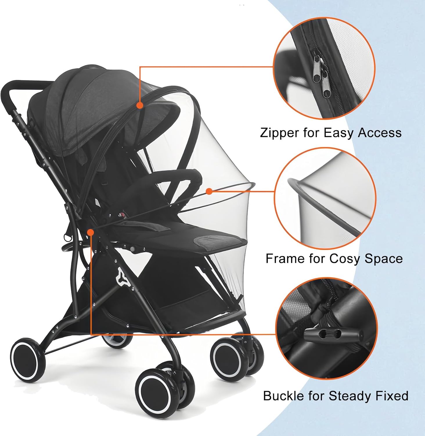 Thumbnail 2 de Universal Breathable Pram Mosquito Net with Two-way Zipper