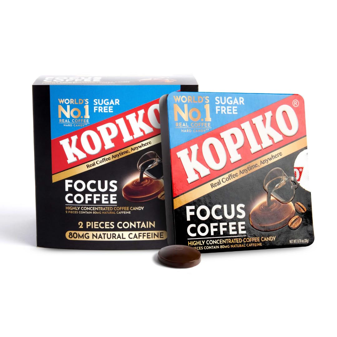 Detalle de Kopiko Focus Coffee Candy, Sugar-Free Caffeine Hard Candy, 6-Pack