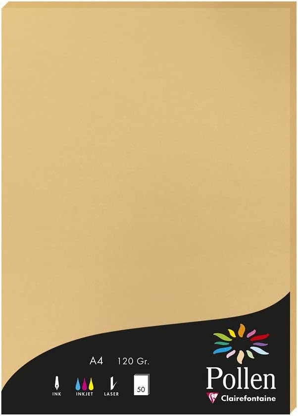Detalle de Clairefontaine 4279C Astuccio da 50 fogli A4 - Carta Premium Liscia Pollen, color caramello