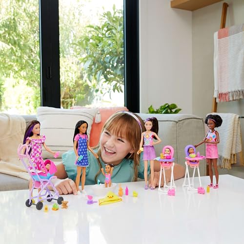 Detalle de Barbie Skipper Babysitters Inc. Coffret avec poupée brune
