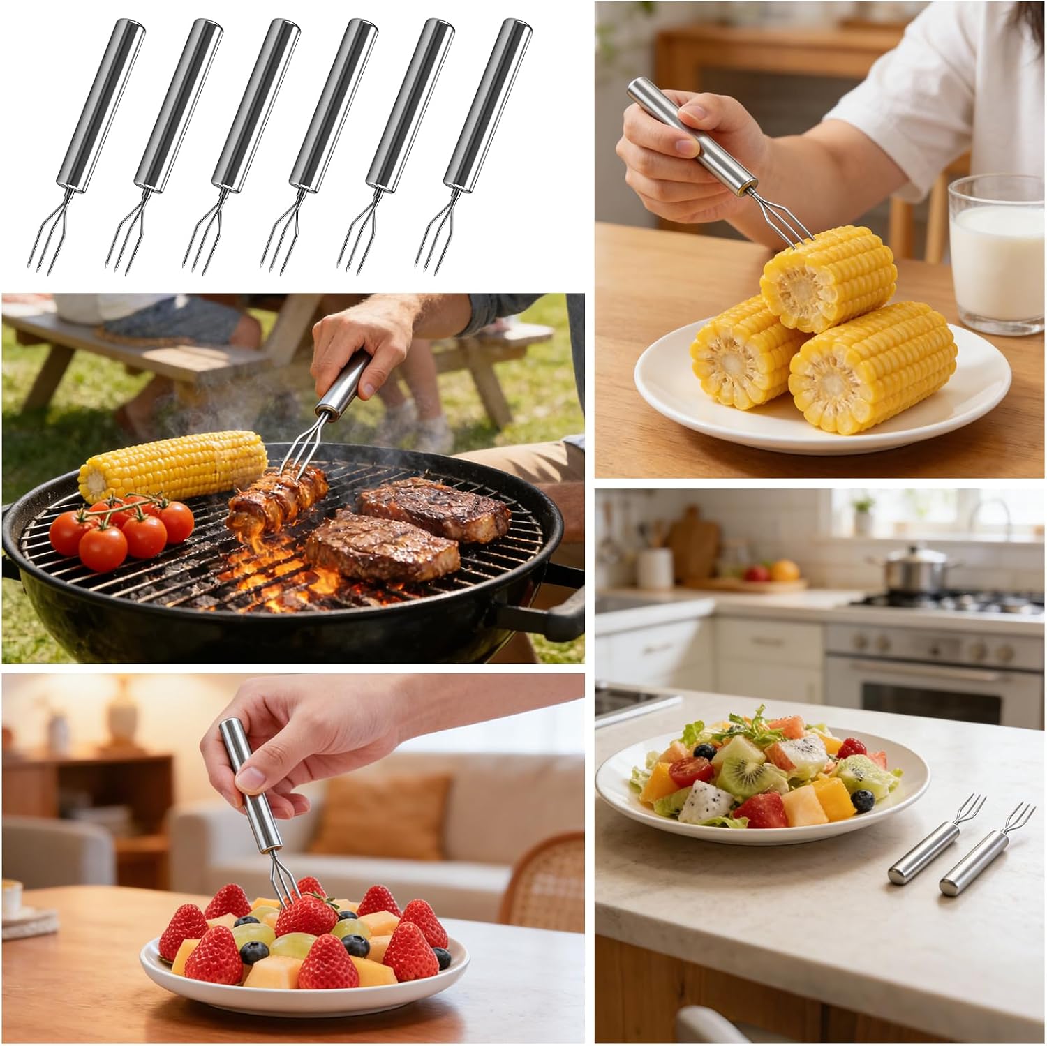 Thumbnail 6 de Pellkartoffelset Pellkartoffelgabel 6 Stück – Edelstahl-Gabeln, Pellkartoffelhalter und Dreizack-Gabeln für Küche, Grill & Camping
