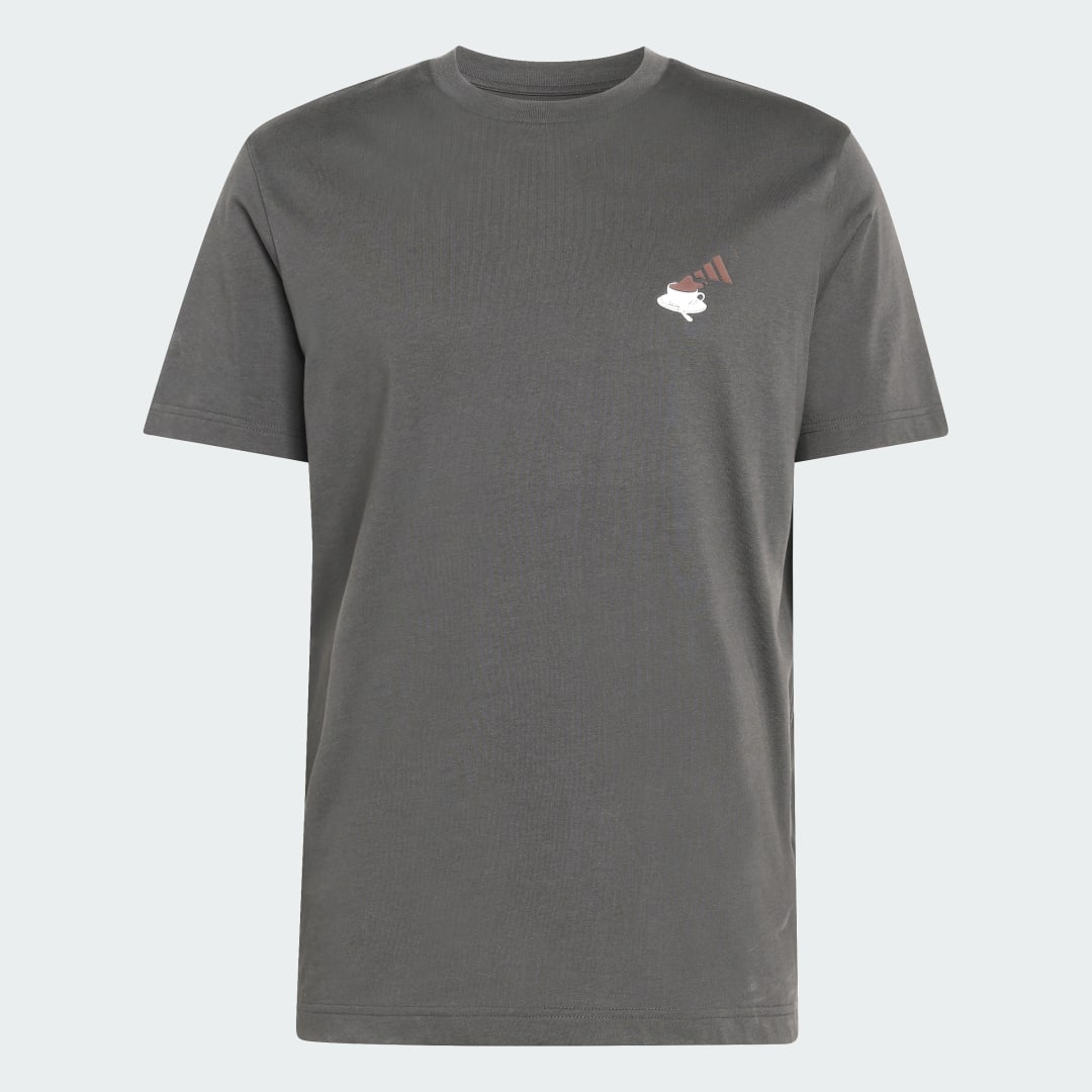 Detalle de Camiseta estampada Coffee Café Cheesecake de Adidas – gris