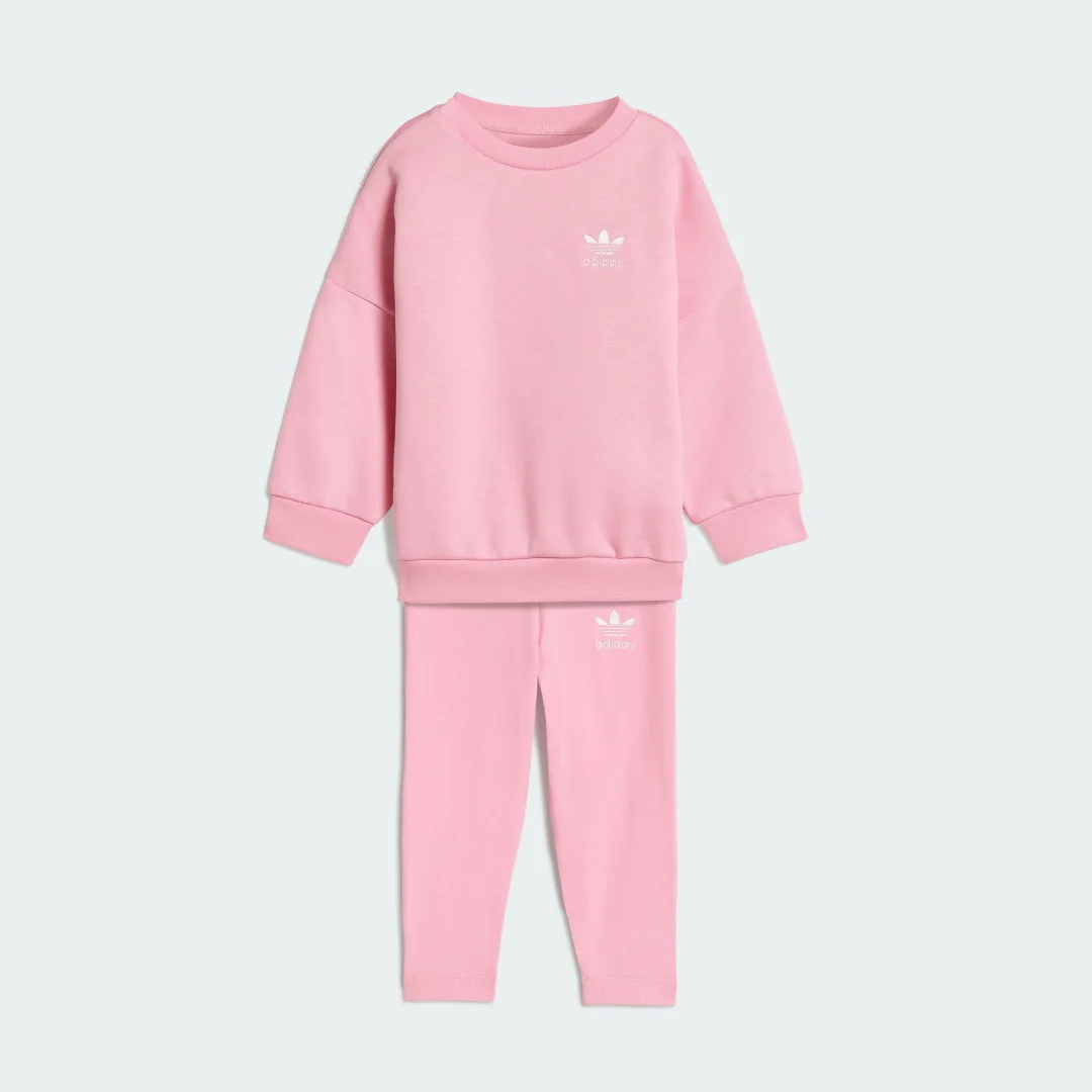 Conjunto de mallas y sudadera holgada de cuello redondo de Adidas – Rosa
