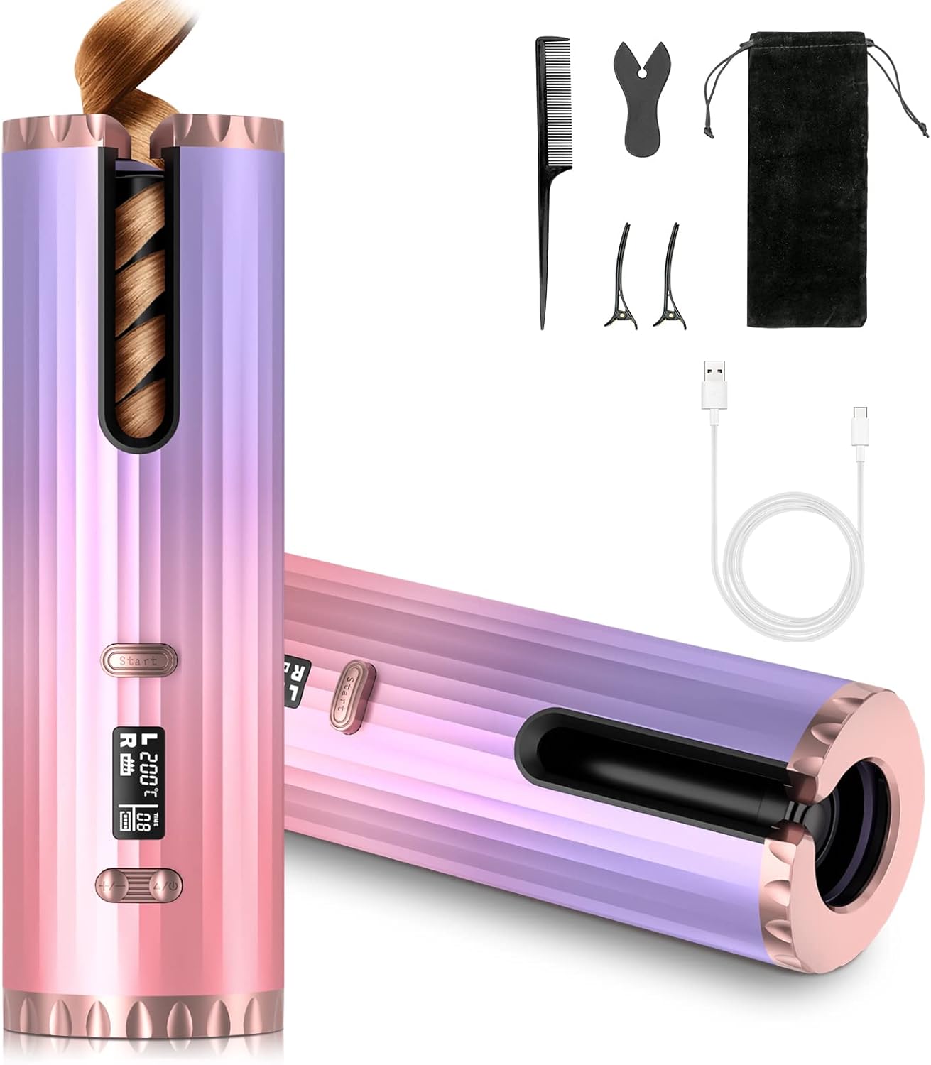 Detalle de Automatic Cordless Curling Iron with 6 Temperature Settings and 5200mAh Battery