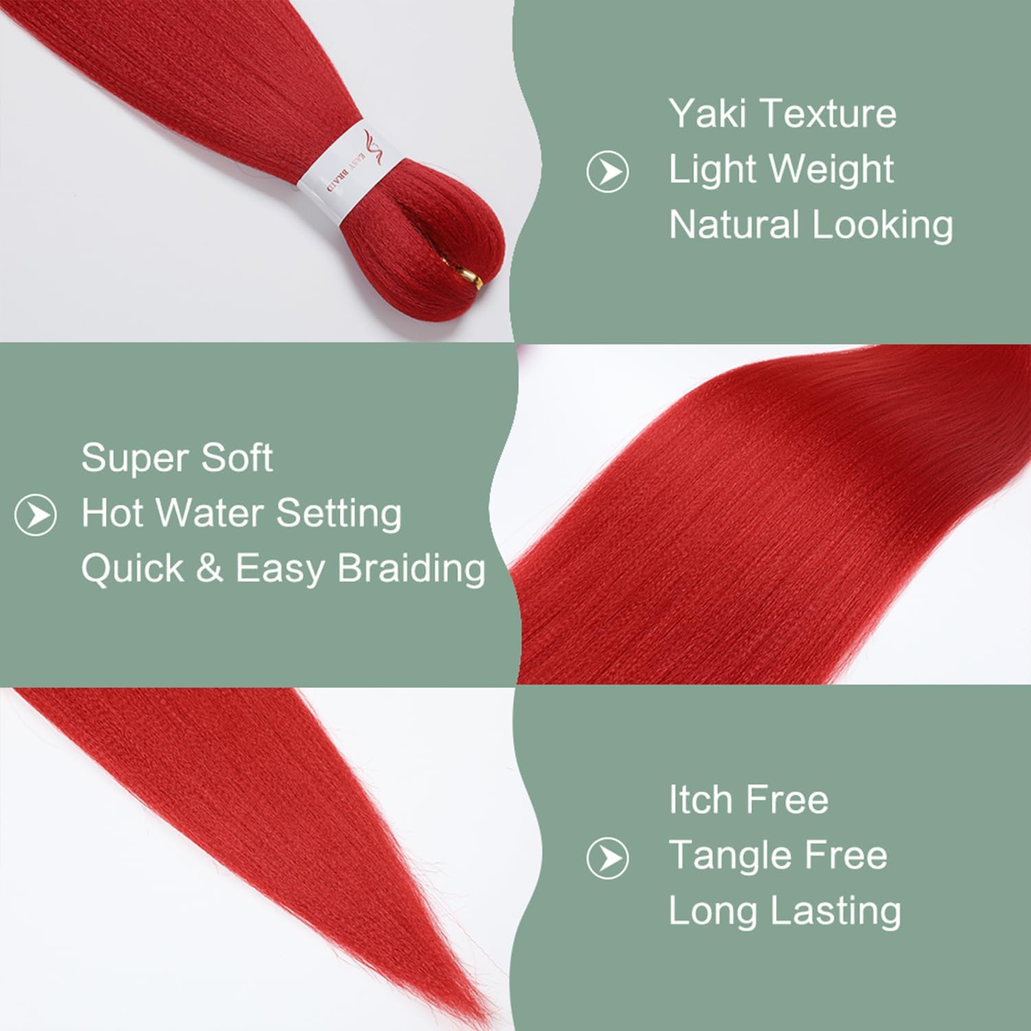 Detalle de YDDM Extensiones de Trenza Sintéticas Rojo 26" 🎀